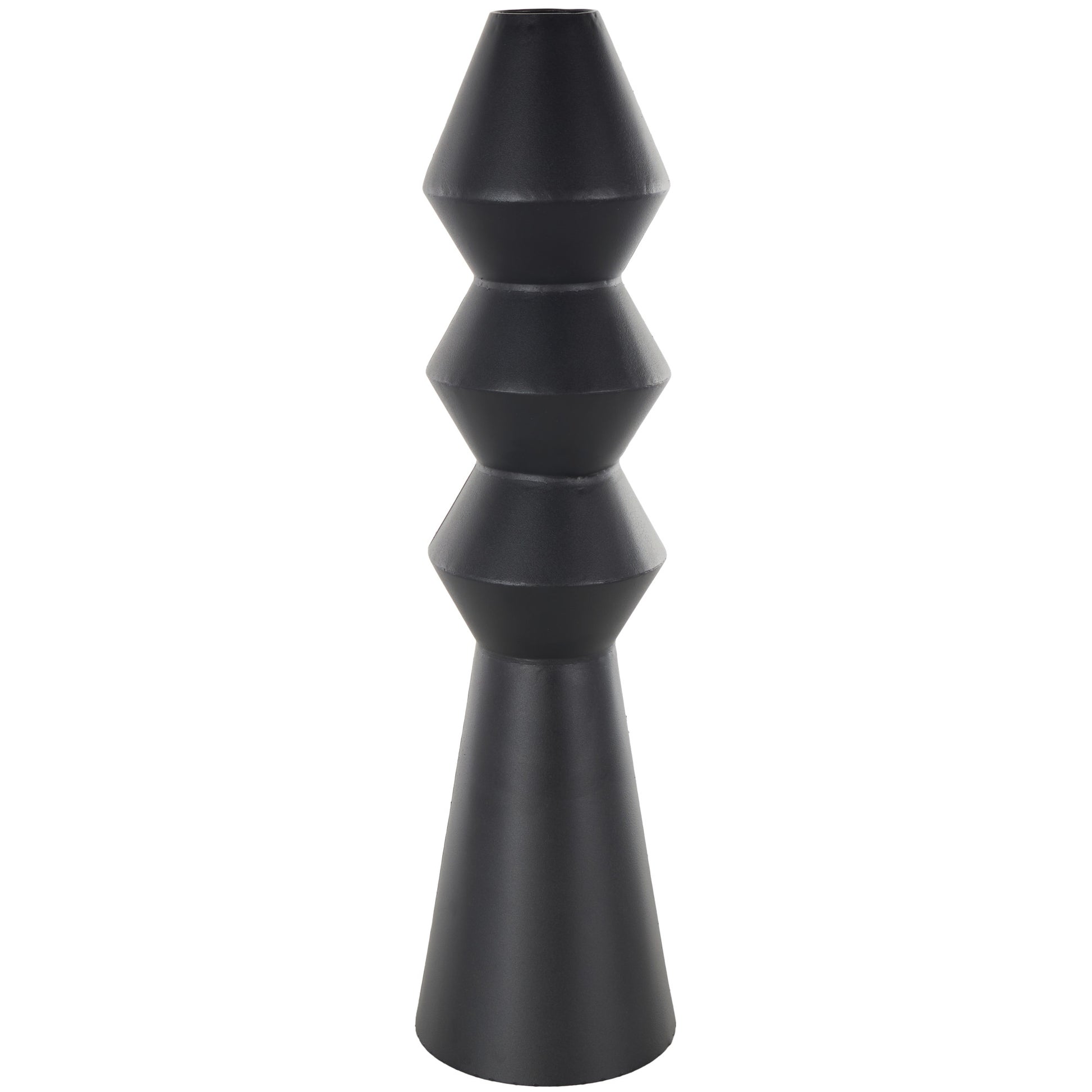 Black Metal Art Deco Fluted Decorative Vase