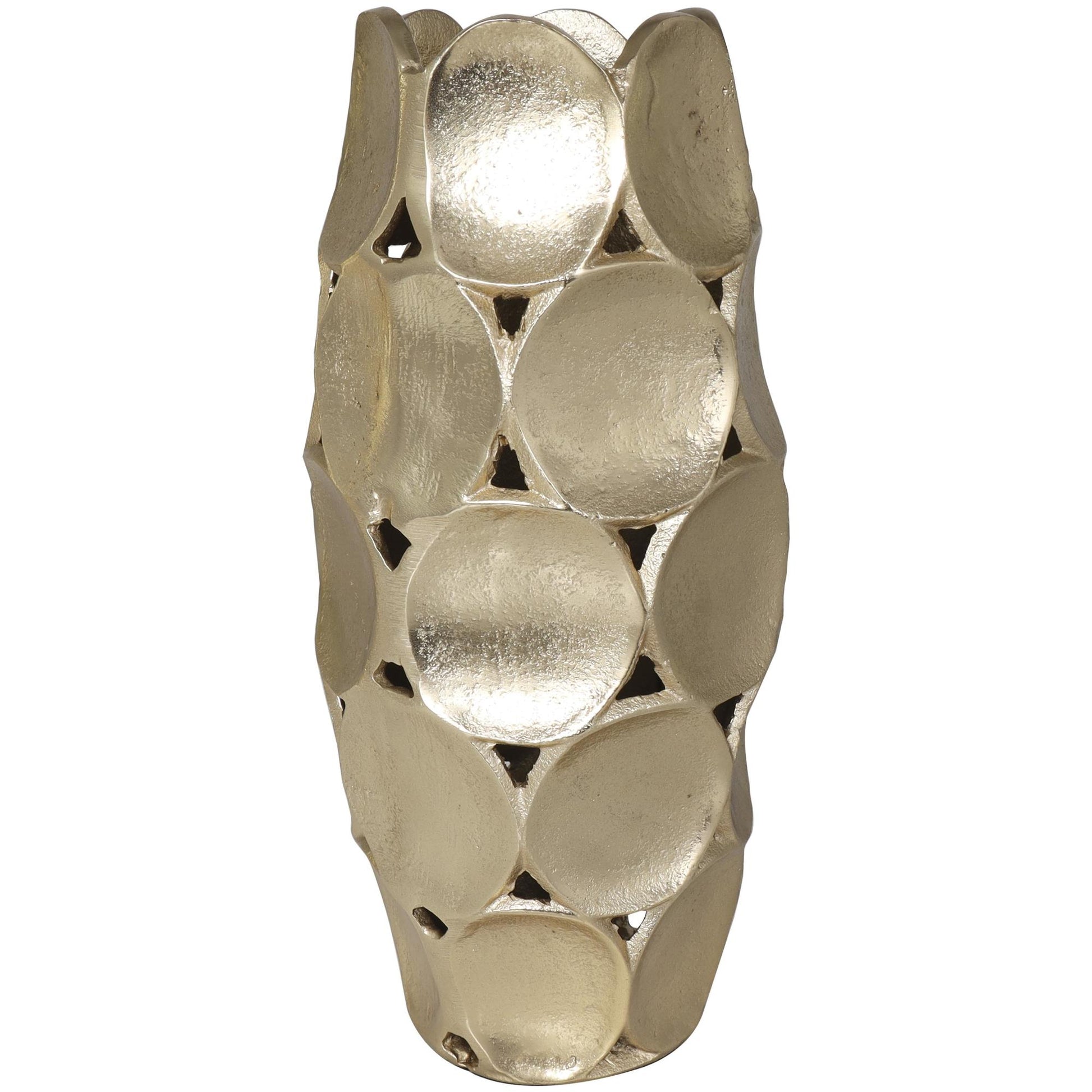 Set of 2 Geometric Aluminum Metal Open Framed Decorative Vase with Circular Plates