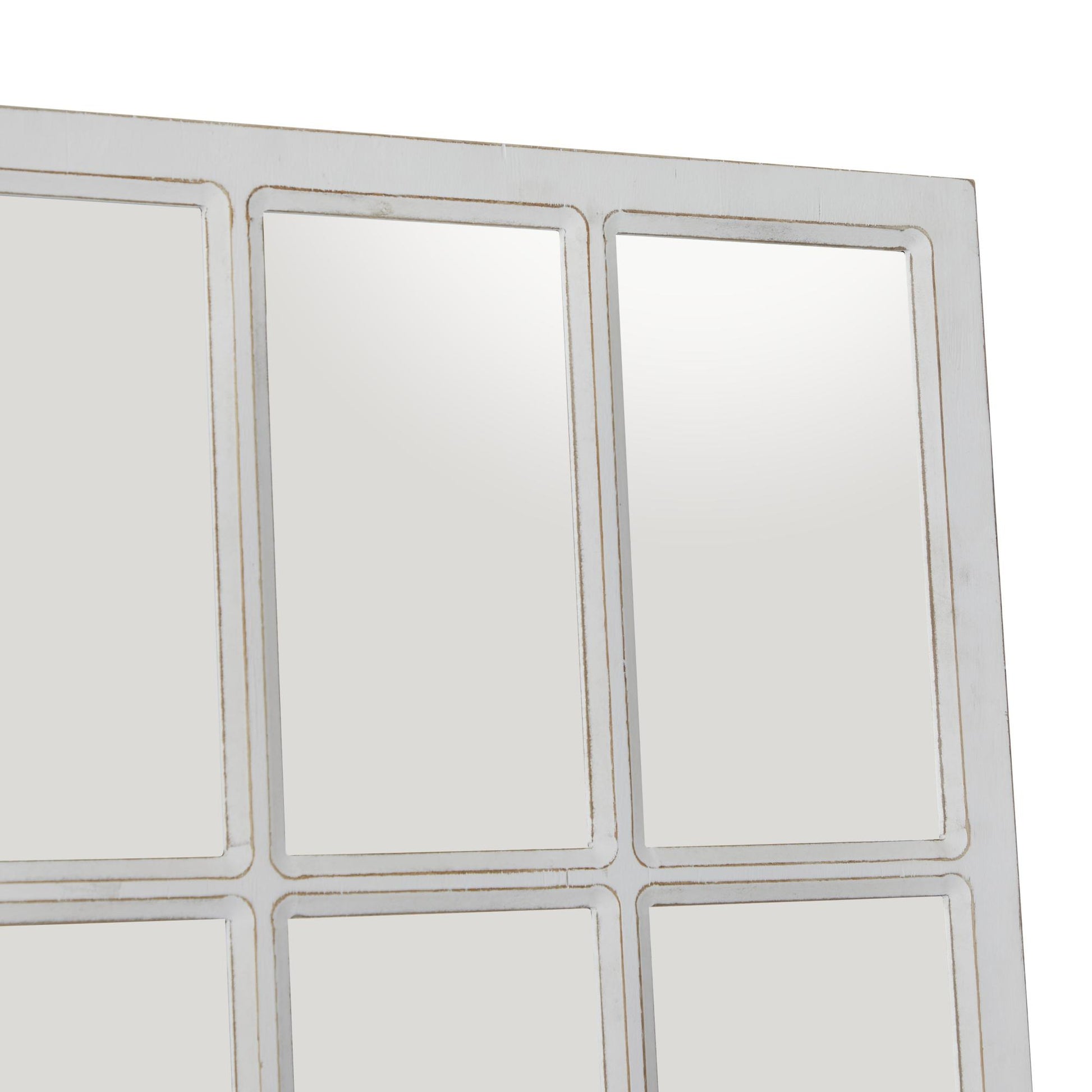 White Wood Window Pane Inspired Room Wall Mirror