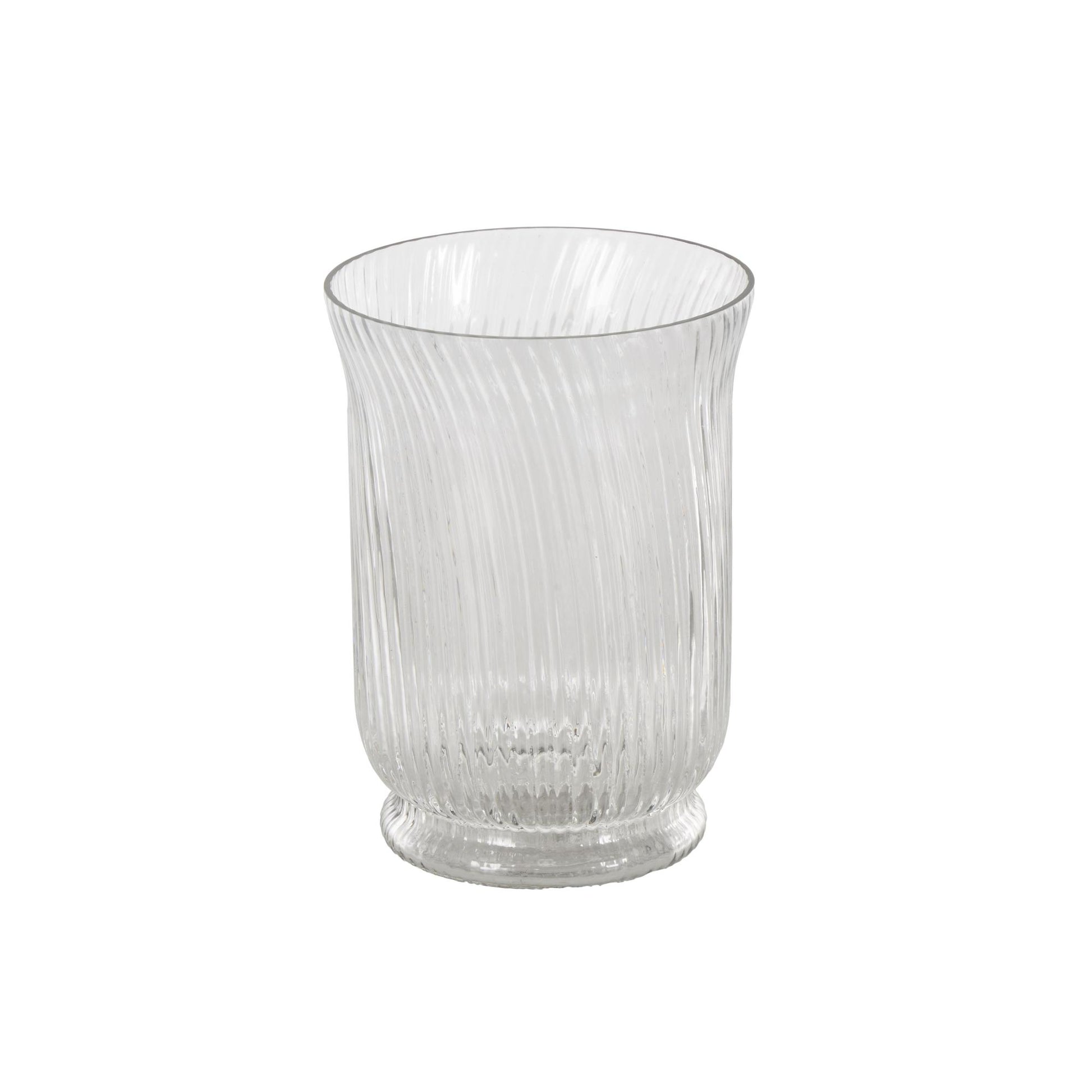 Clear Glass Ribbed Fluted Decorative Candle Holder