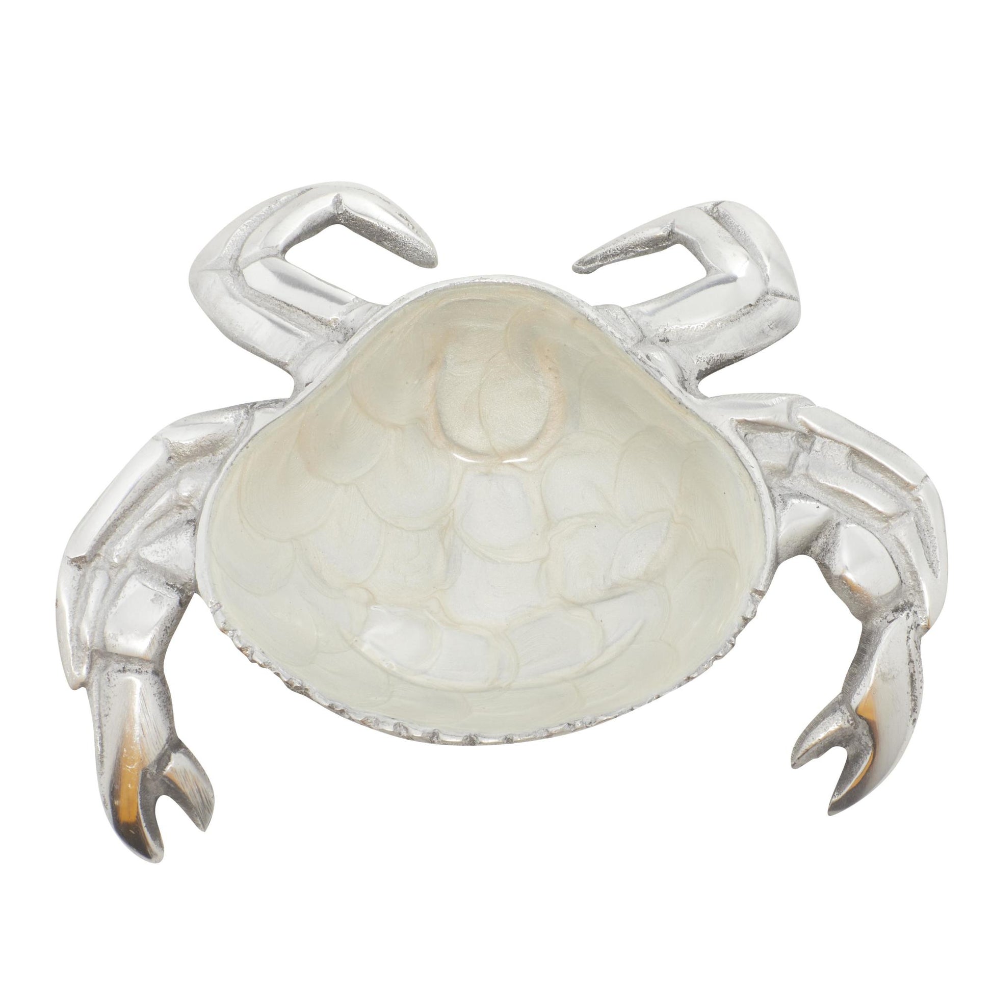 Set of 3 Crab Blue Aluminum Metal Decorative Serving Bowl with Enamel Interior