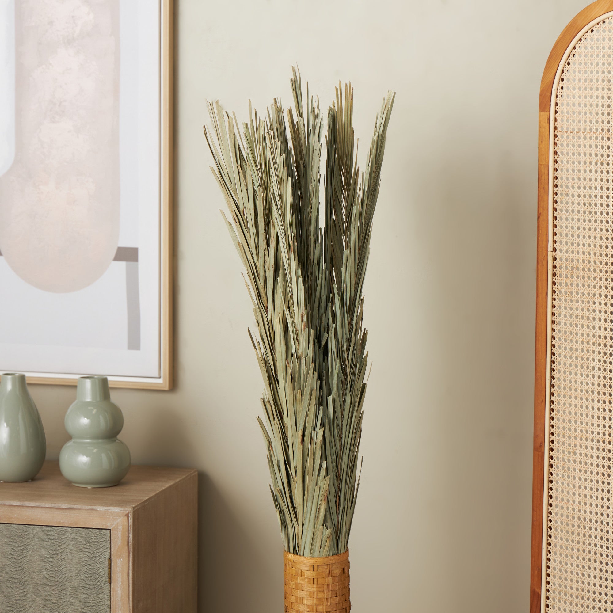 Palm Leaf Tall Home Decor Natural Foliage 5" x 5" x 60"