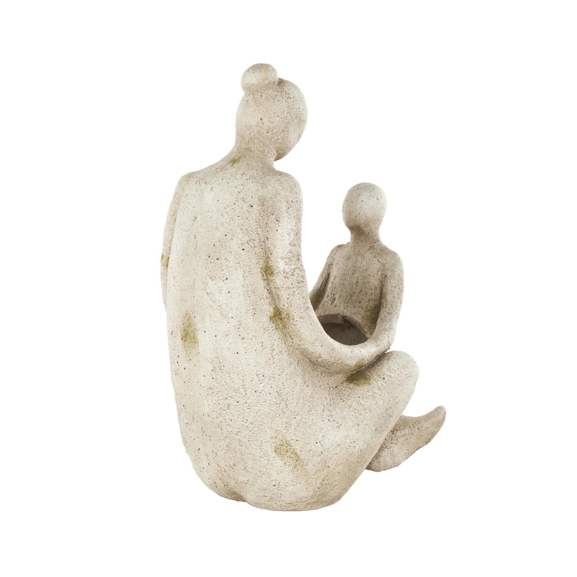 Family Cream Polystone Sitting Indoor Outdoor Planter