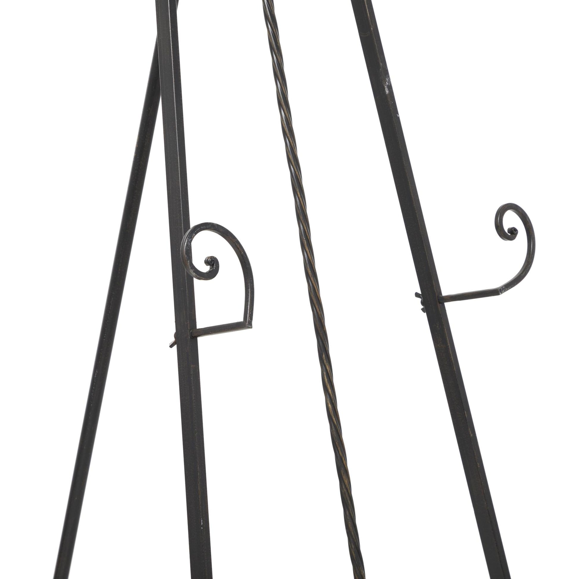 Scroll Black Metal Tall Adjustable Display Easel with Gold Accents