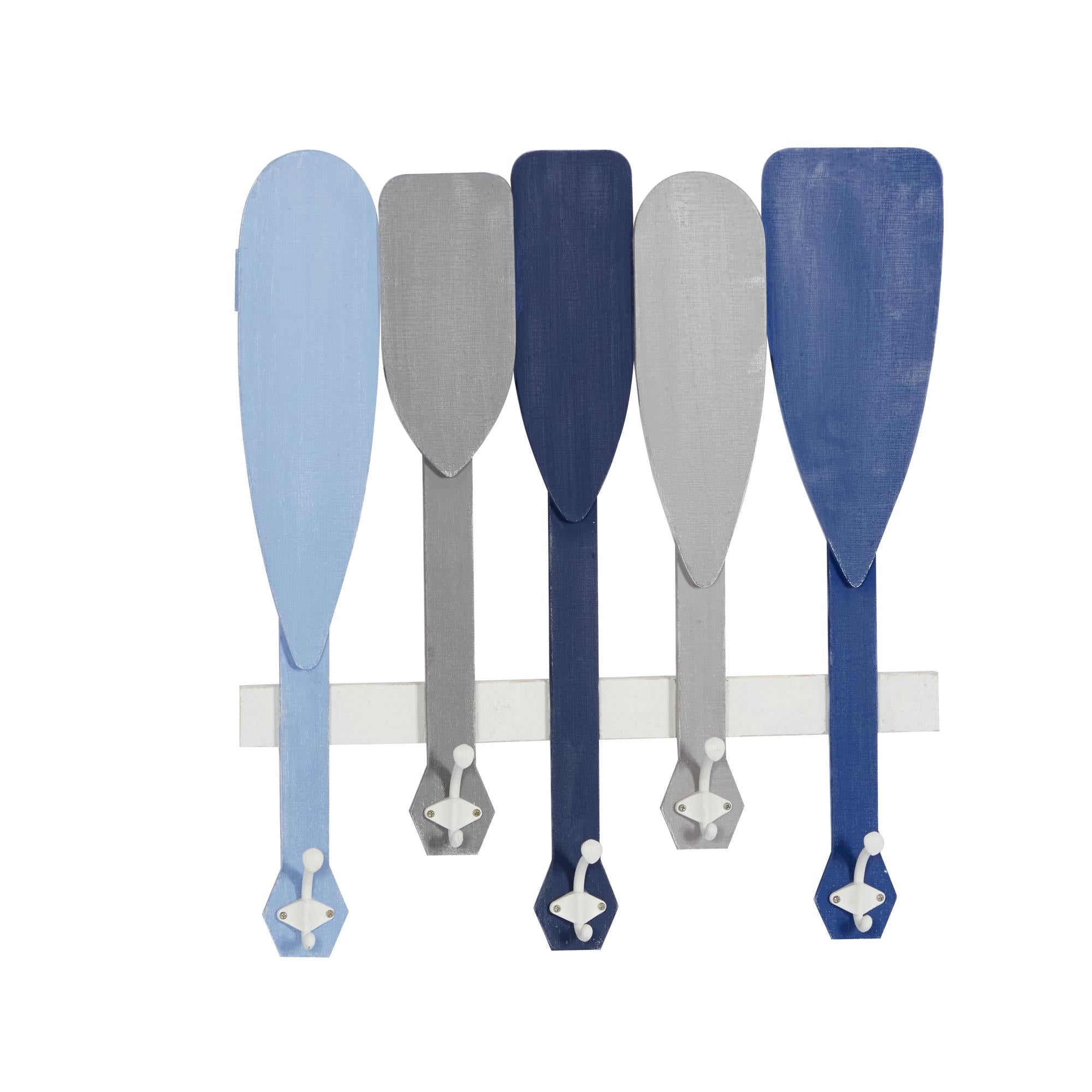 Paddle Blue Wood 5 Hangers Home Wall Hook