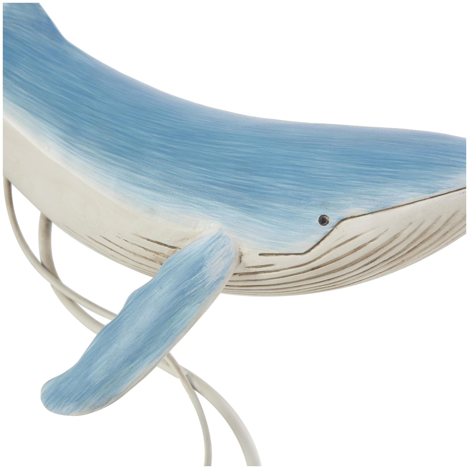 Whale Blue Polystone Swimming Mother and Baby Decorative Sculpture with Yellow Accents