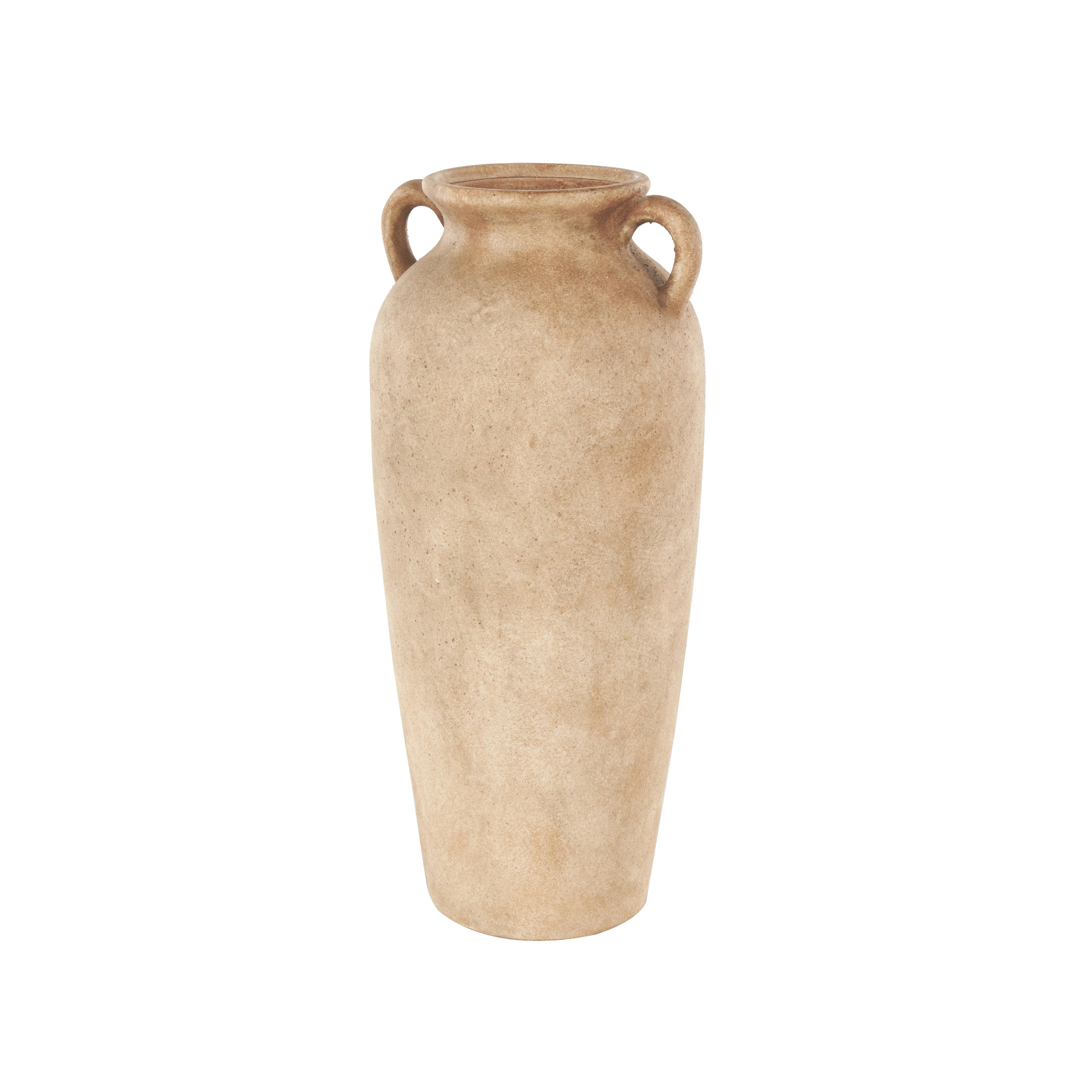 Ceramic Antique Style Textured Decorative Vase with Handles