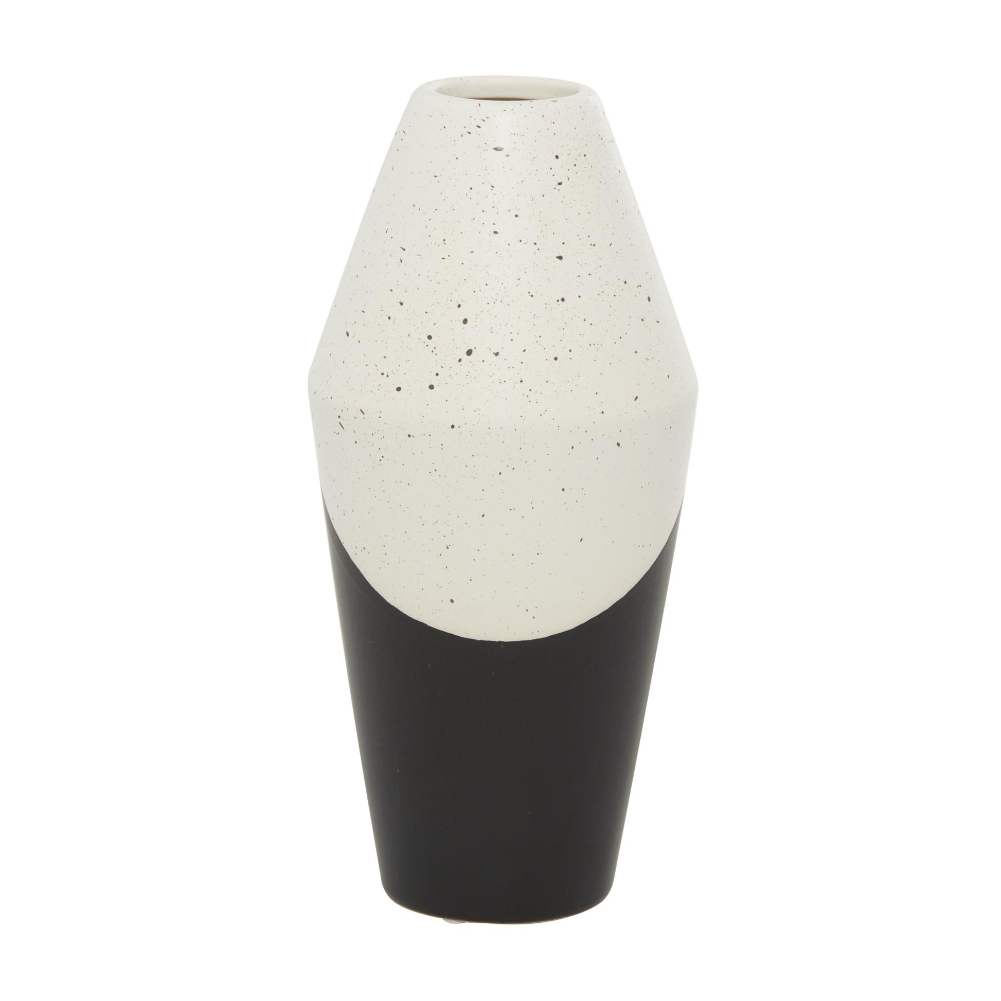 Black Ceramic Handmade Color Block Speckled Decorative Vase