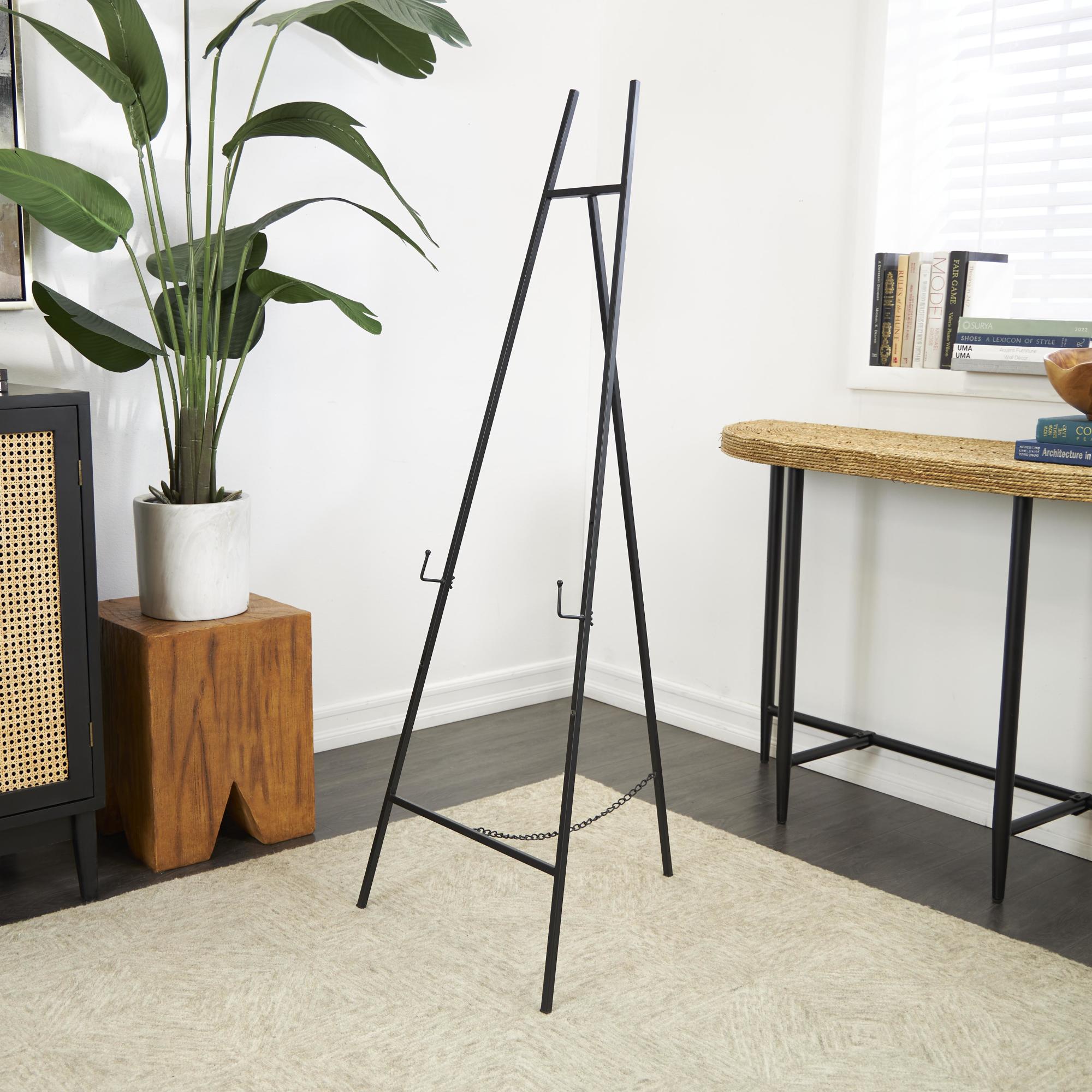 Metal Tall Minimalistic Adjustable Floor 3 Tier Display Easel with Chain Support 20" x 18" x 56"