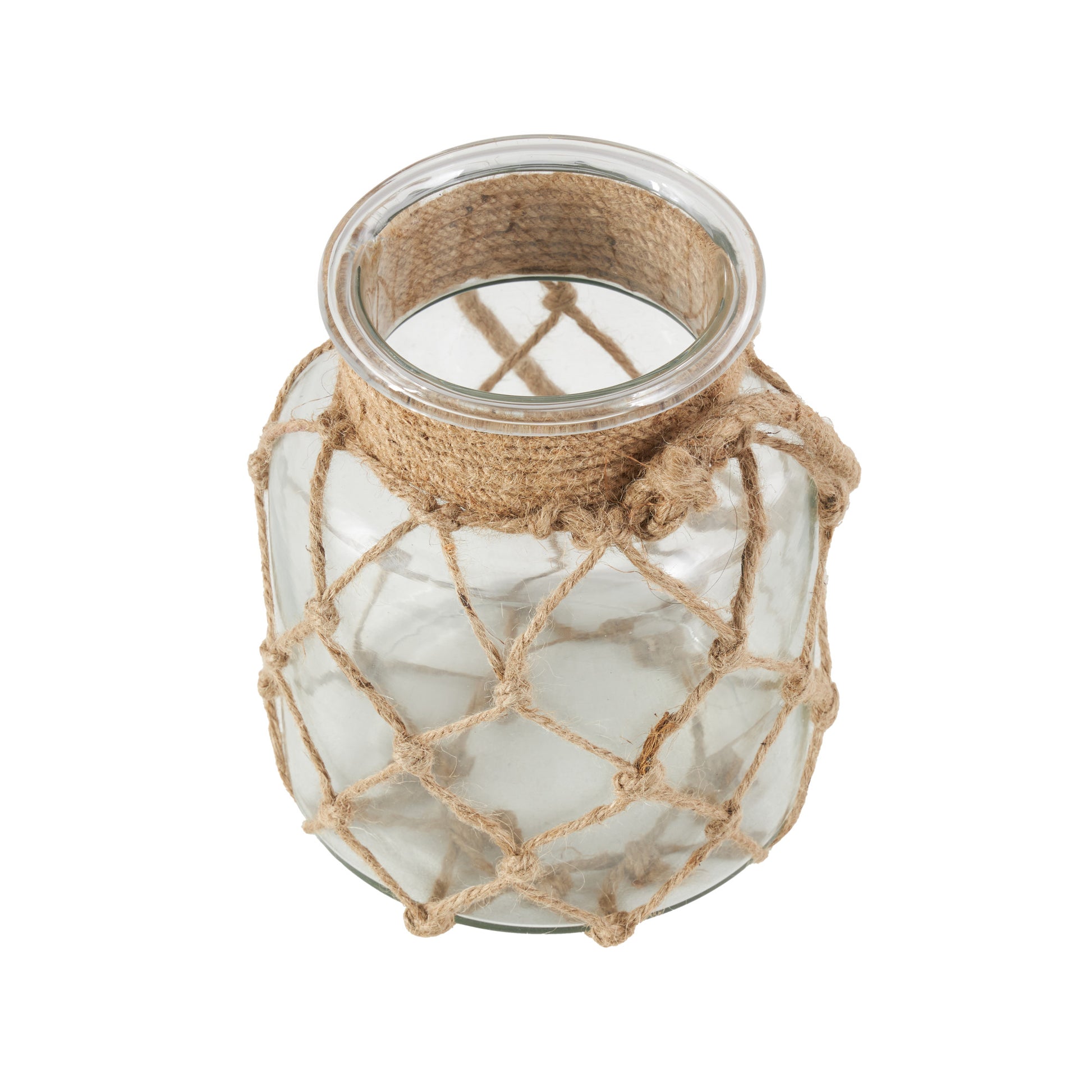 Brown Glass Handmade Decorative Indoor Outdoor Candle Lantern with Hanging Rope