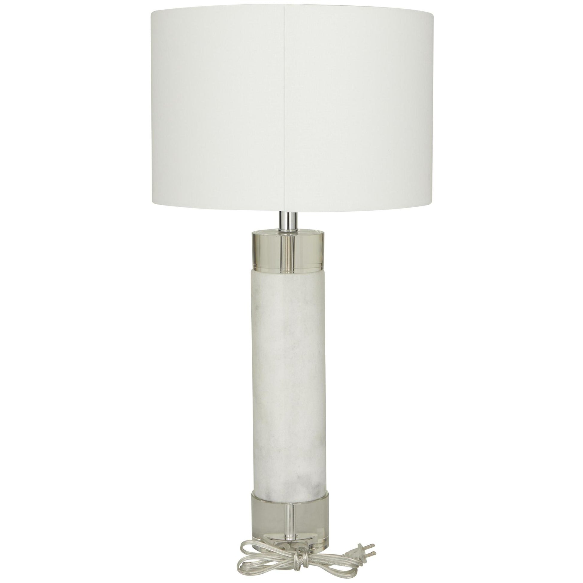 Marble Slender Stand Room Table Lamp with Drum Shade
