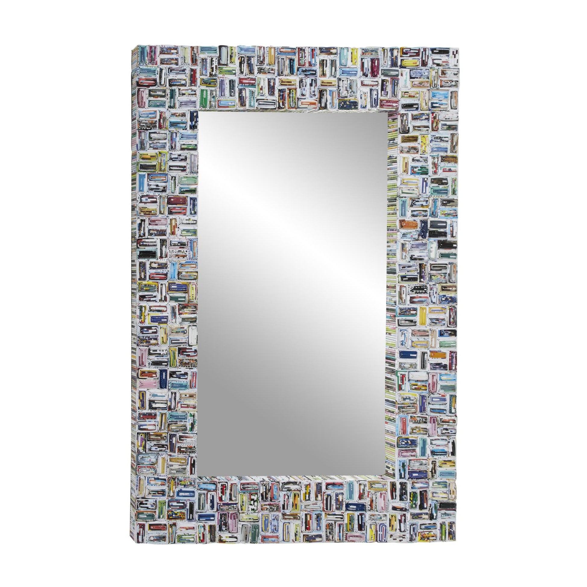 Multi Colored Paper Handmade Recycled Magazine Frame Room Wall Mirror