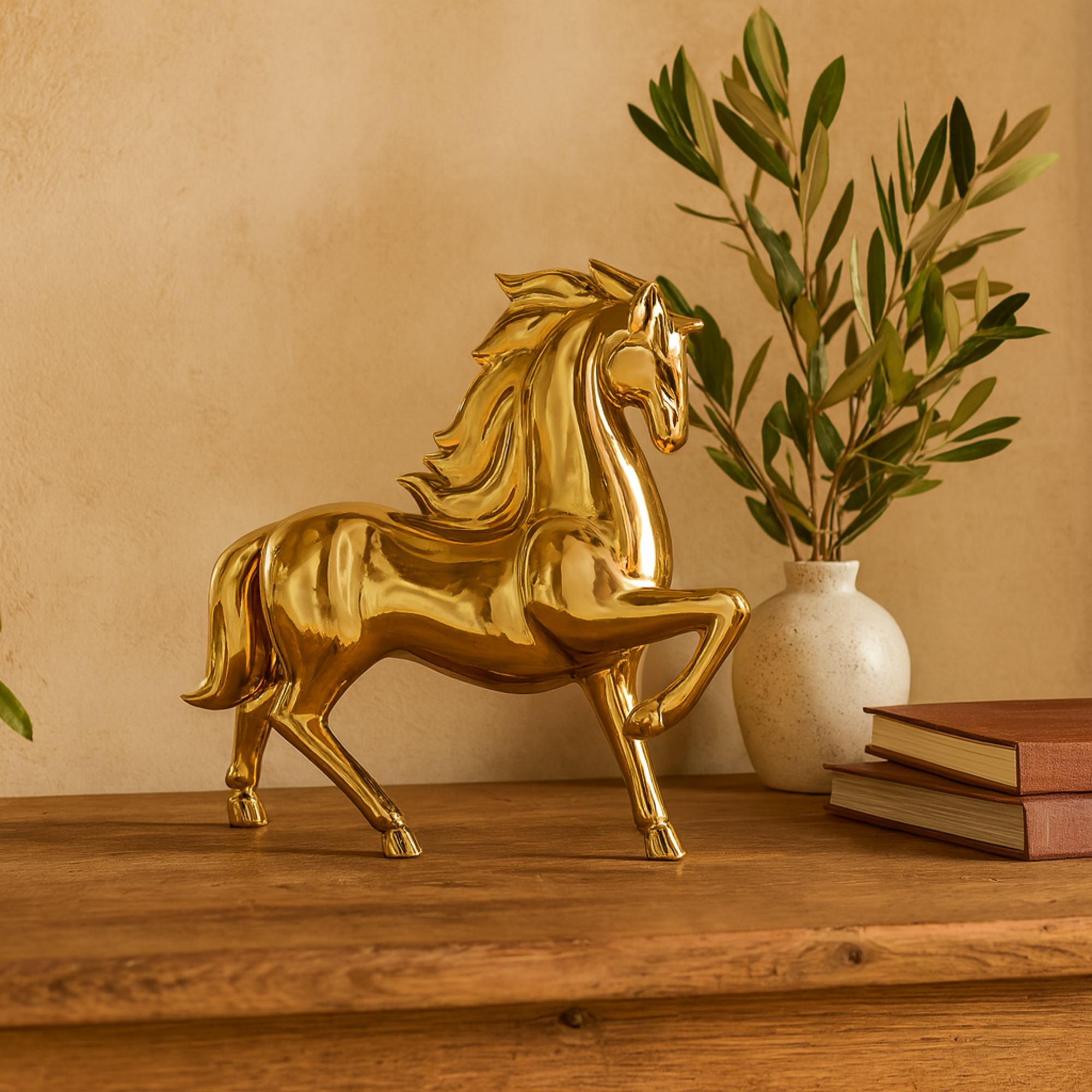 Horse Ceramic Prancing Decorative Sculpture
