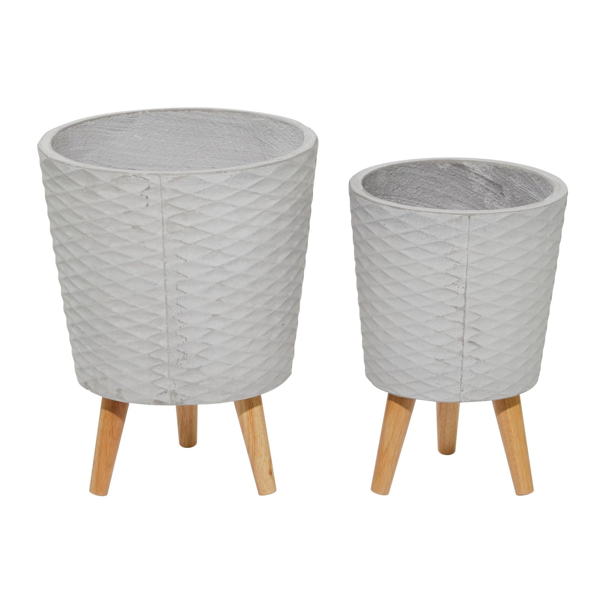Set of 2 Gray Wood Indoor Outdoor Planter