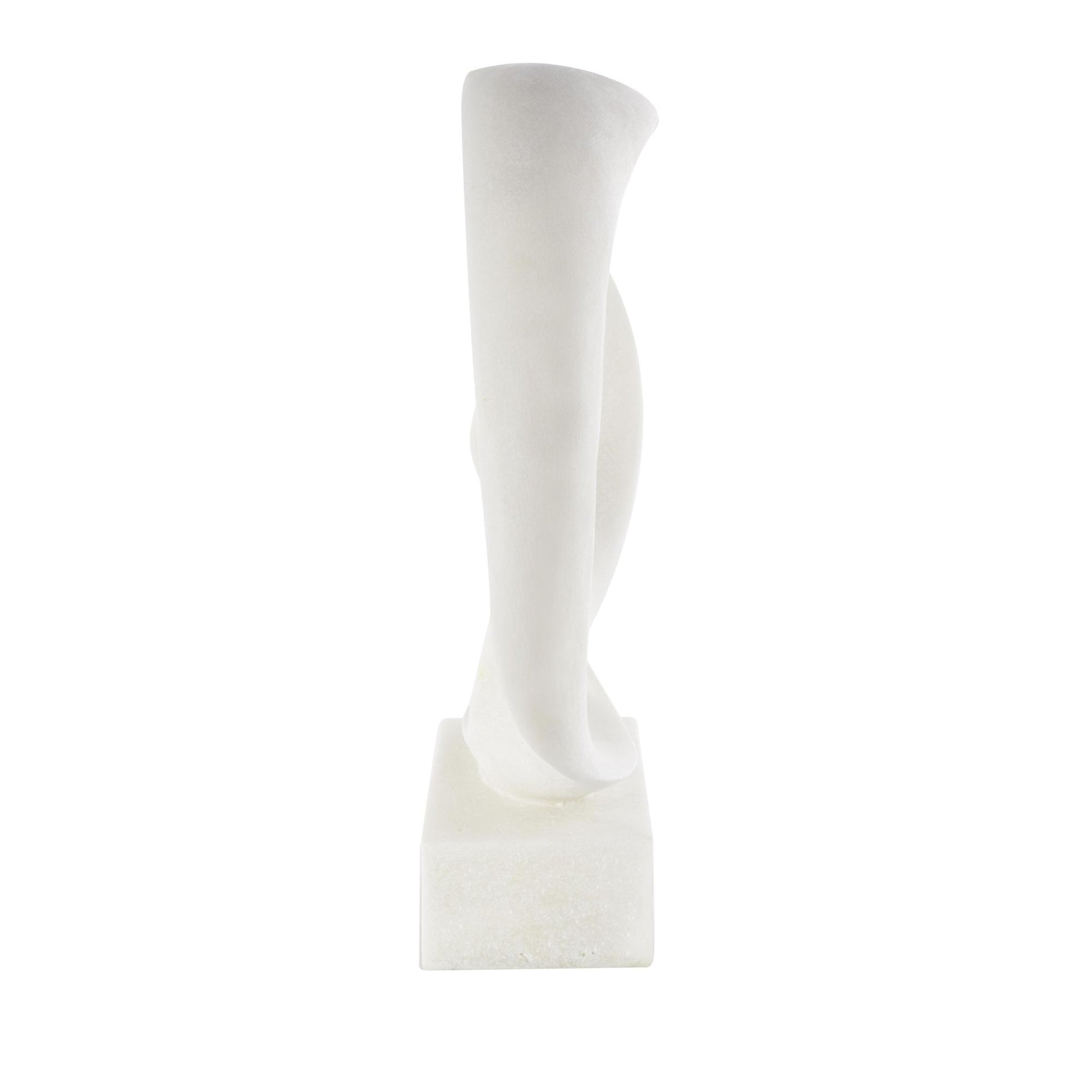 Abstract White Polystone Textured Open Wave Decorative Sculpture with Elevated Base