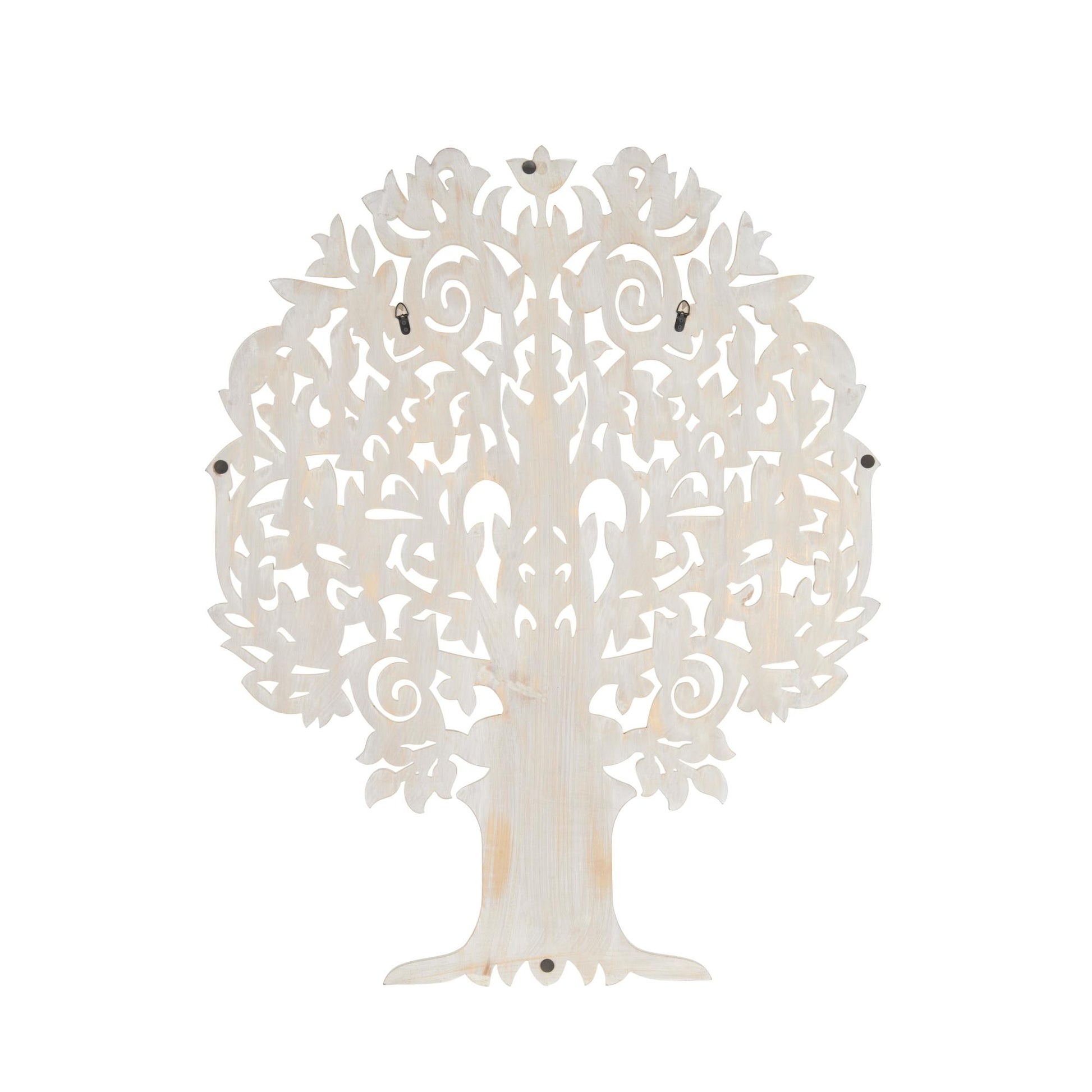 Tree Gold Wooden Handmade Carved Home Wall Decor with Scroll Details