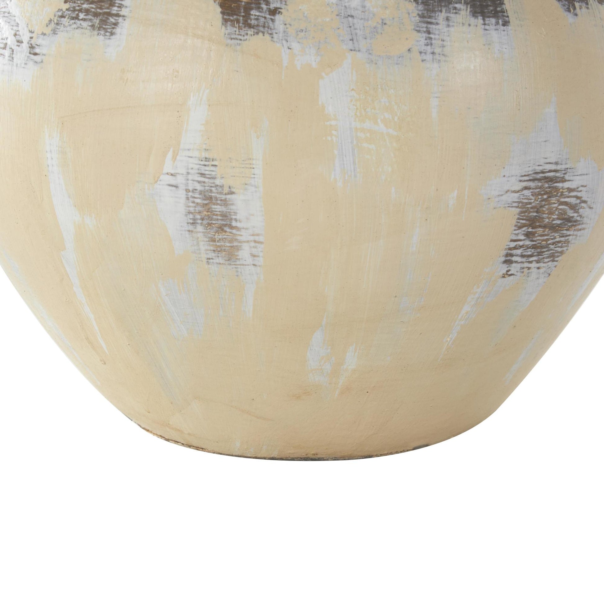Cream Ceramic Antique Style Pot Decorative Vase with Curved Handles