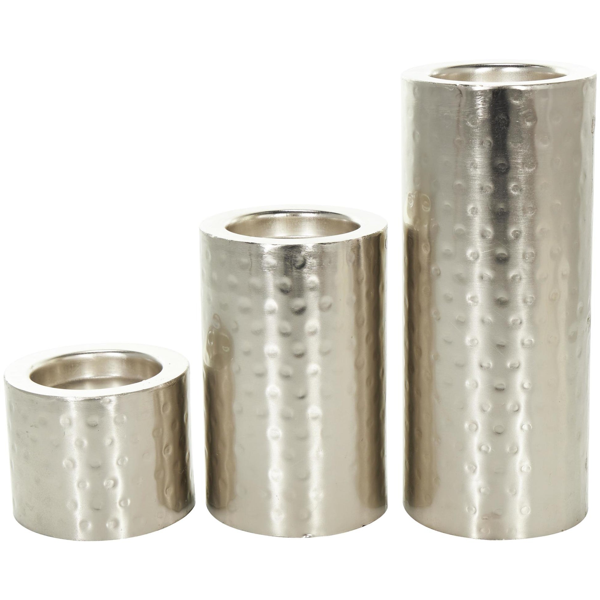 CosmoLiving by Cosmopolitan Set of 3 Metal Handmade Pillar Decorative Candle Holder Set of 3 11", 7", 4"H