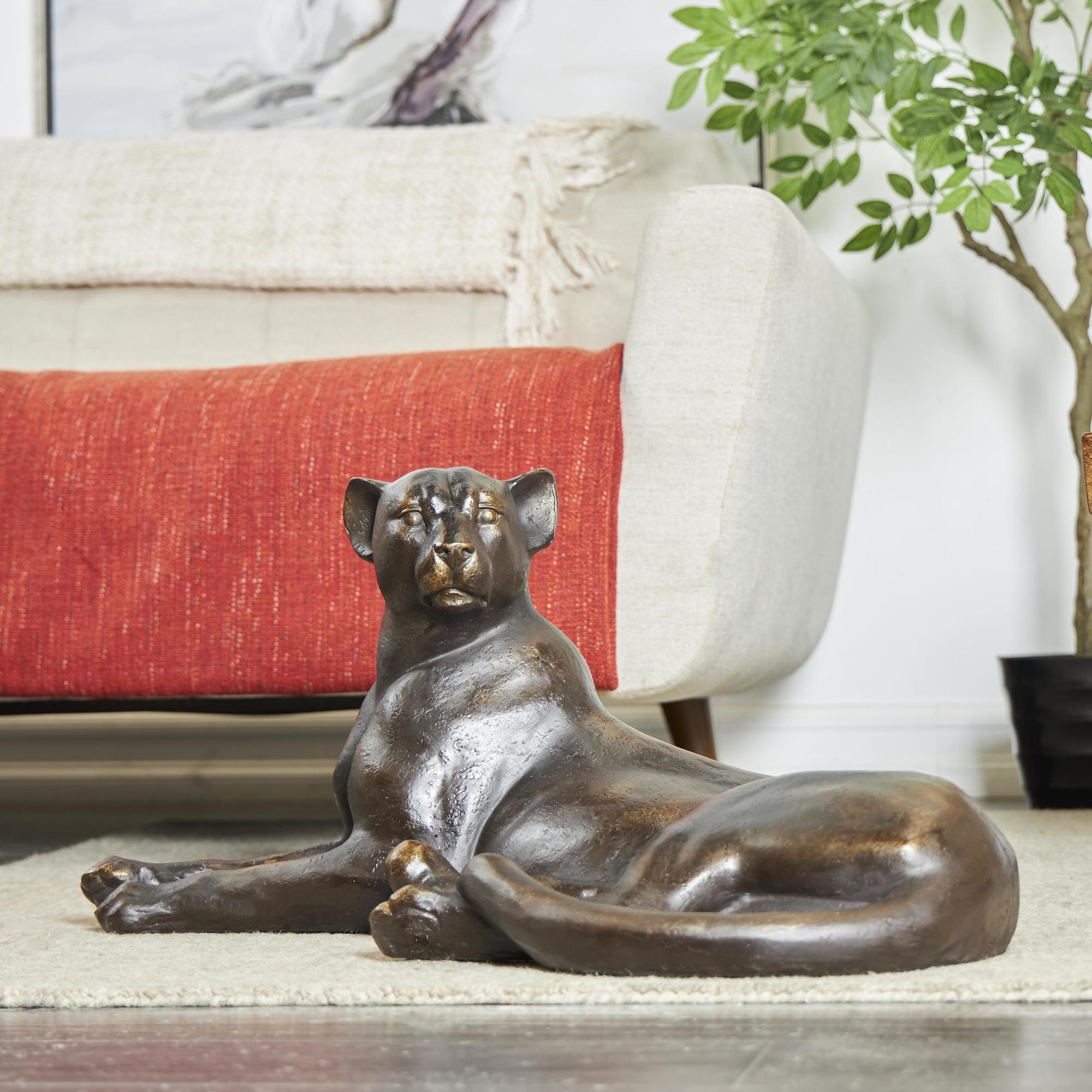 Leopard Black Polyresin Laying Decorative Sculpture