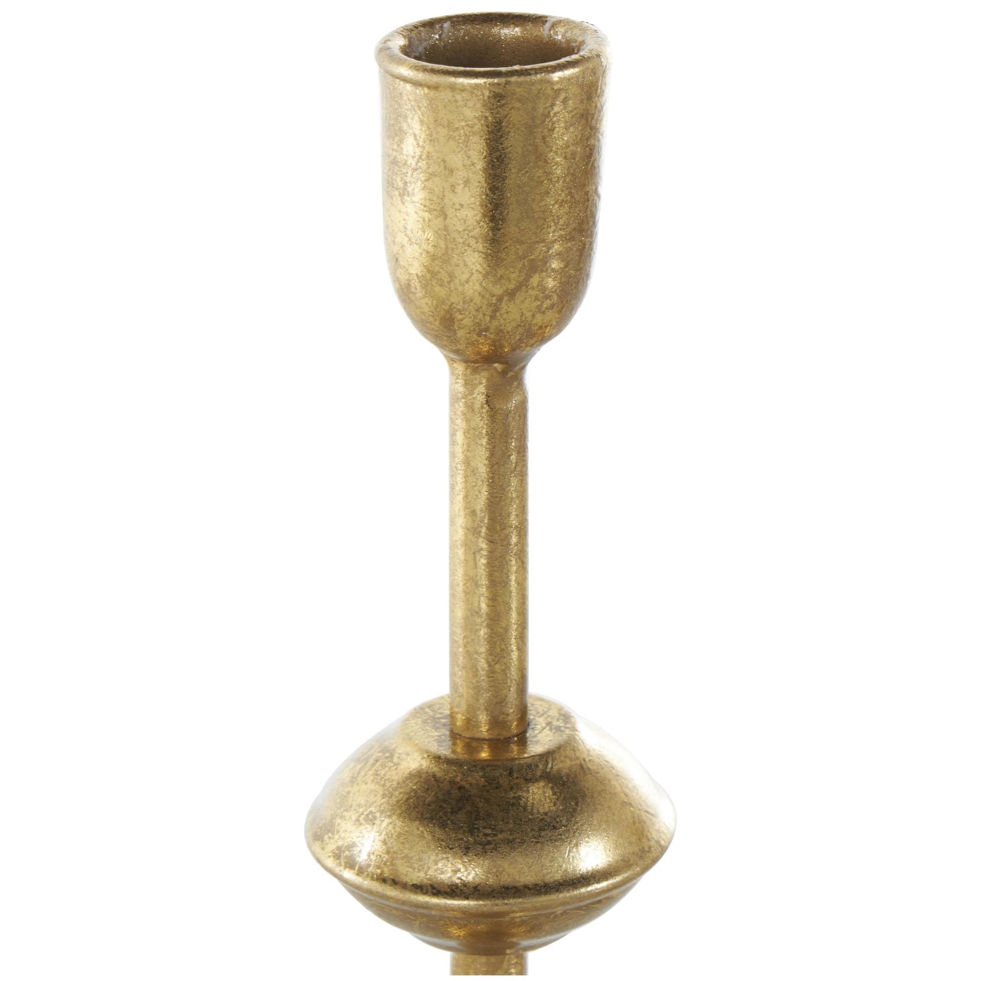 Set of 3 Gold Metal Slim Decorative Candle Holder with Floating Spheres