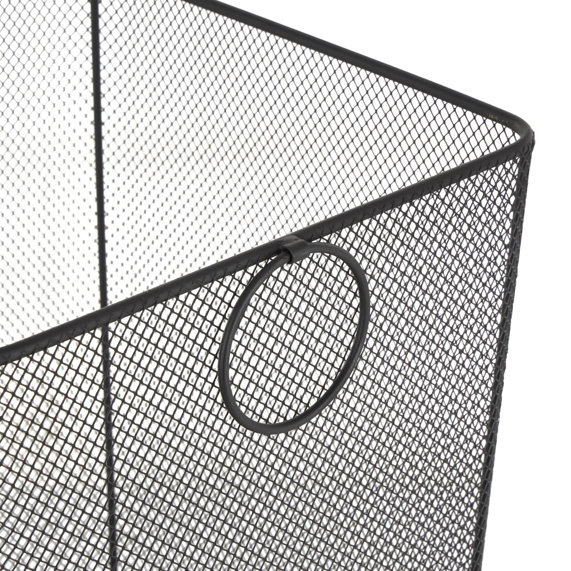 Metal Square Mesh Wire Rolling Laundry Mobile Storage Cart with Ring Handles