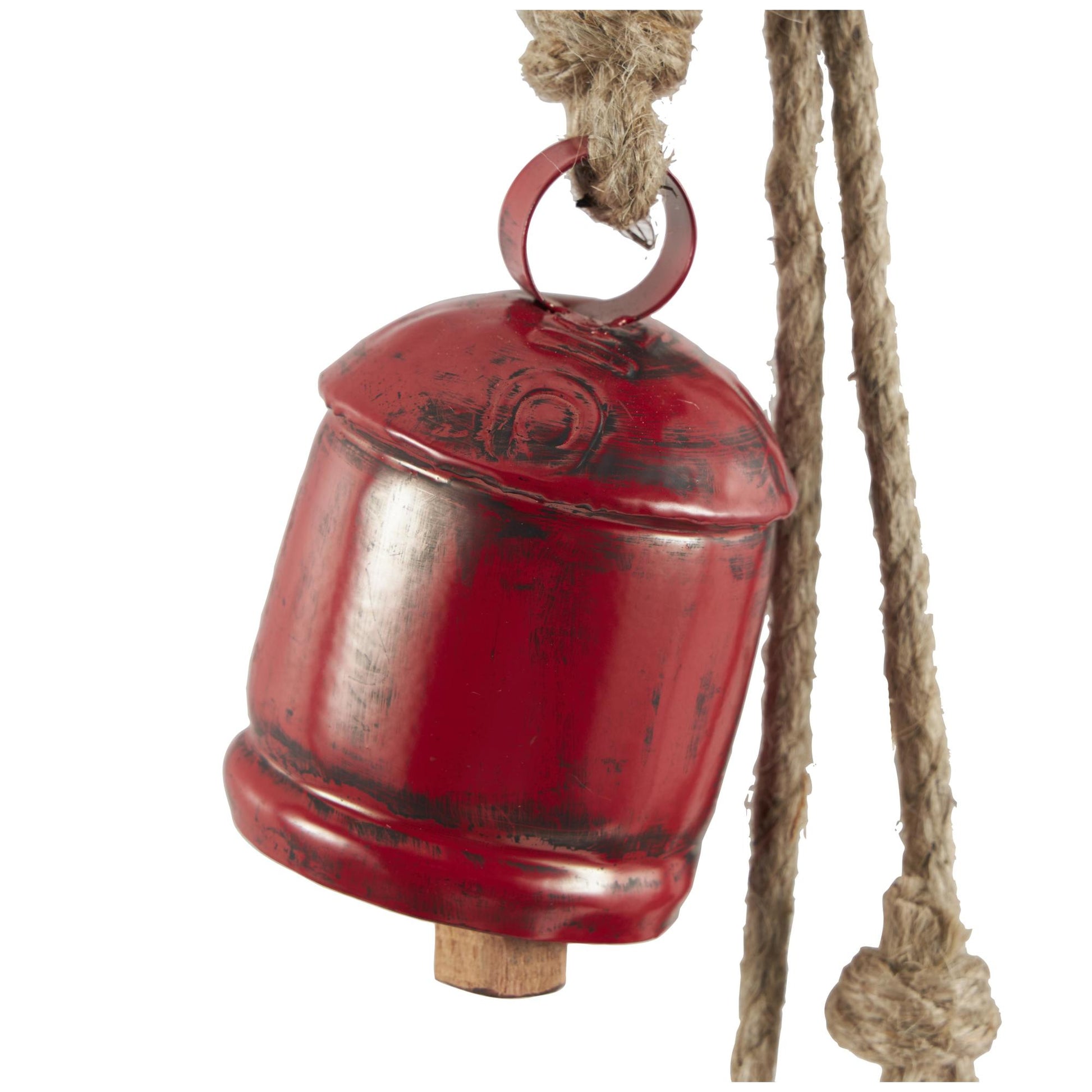 Metal Tibetan Inspired Indoor Outdoor Decorative Cow Bells with 4 Bells on Jute Hanging Rope