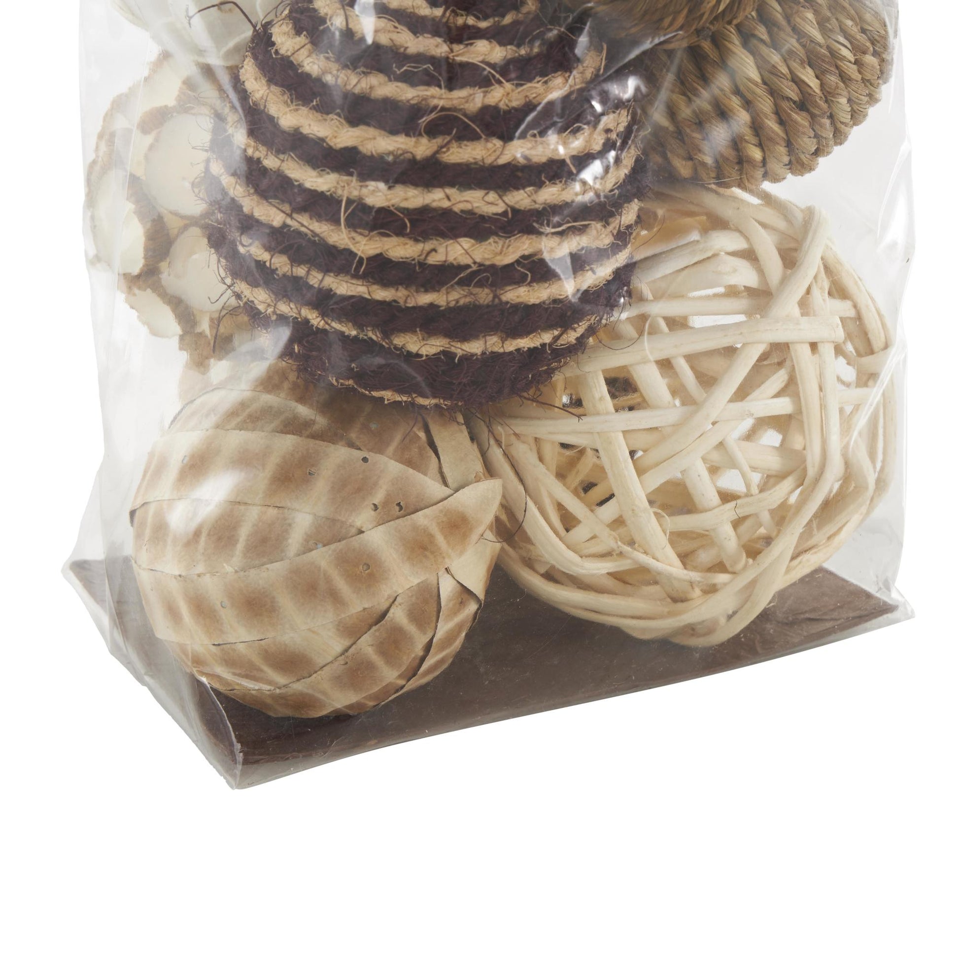 Set of 3 Gray Dried Plant Handmade Decorative Orbs & Vase Filler with Varying Designs