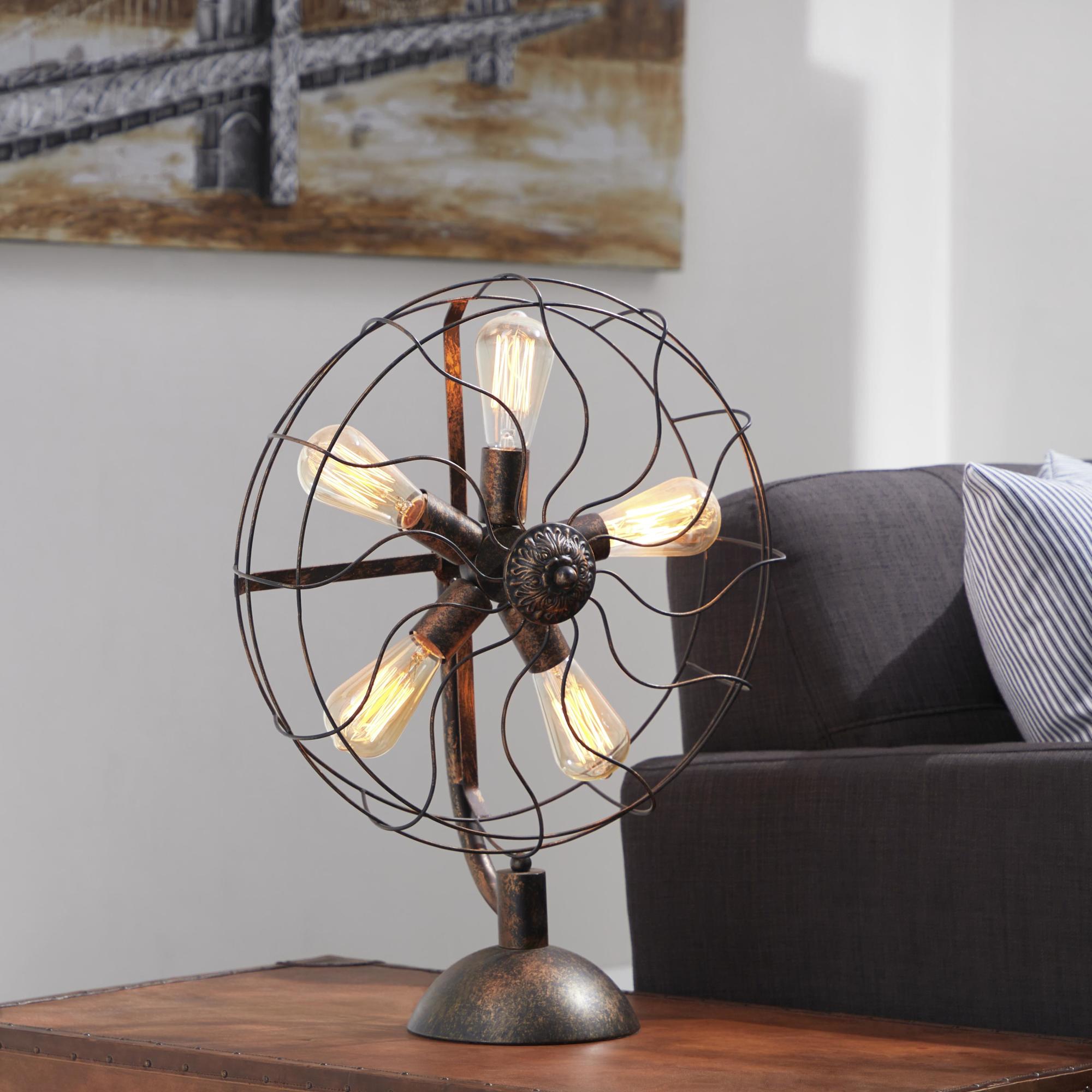 Fan Bronze Metal Vintage 5 Bulb Room Accent Lamp