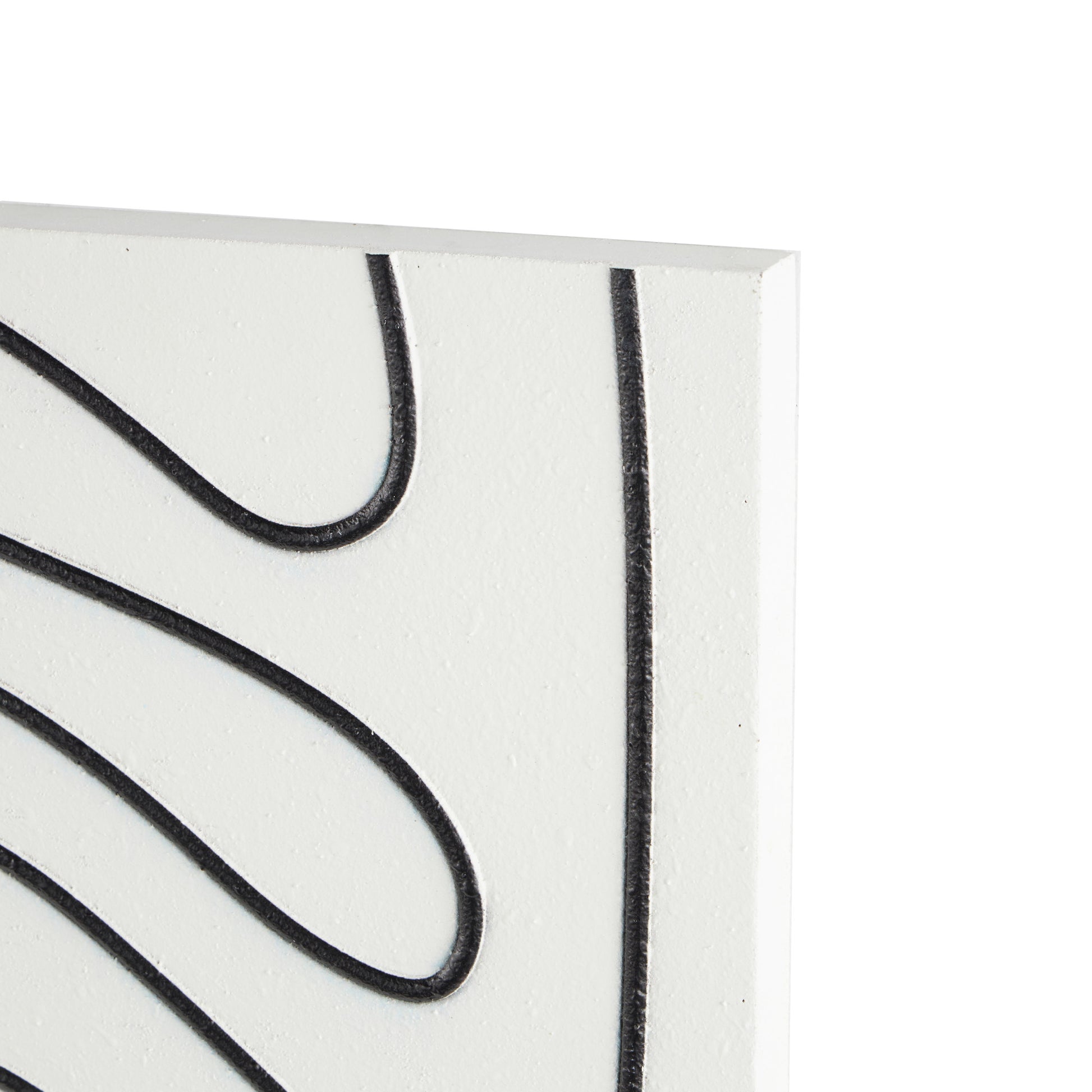Set of 2 Geometric White Wood Decorative Wall Art with Black Accents