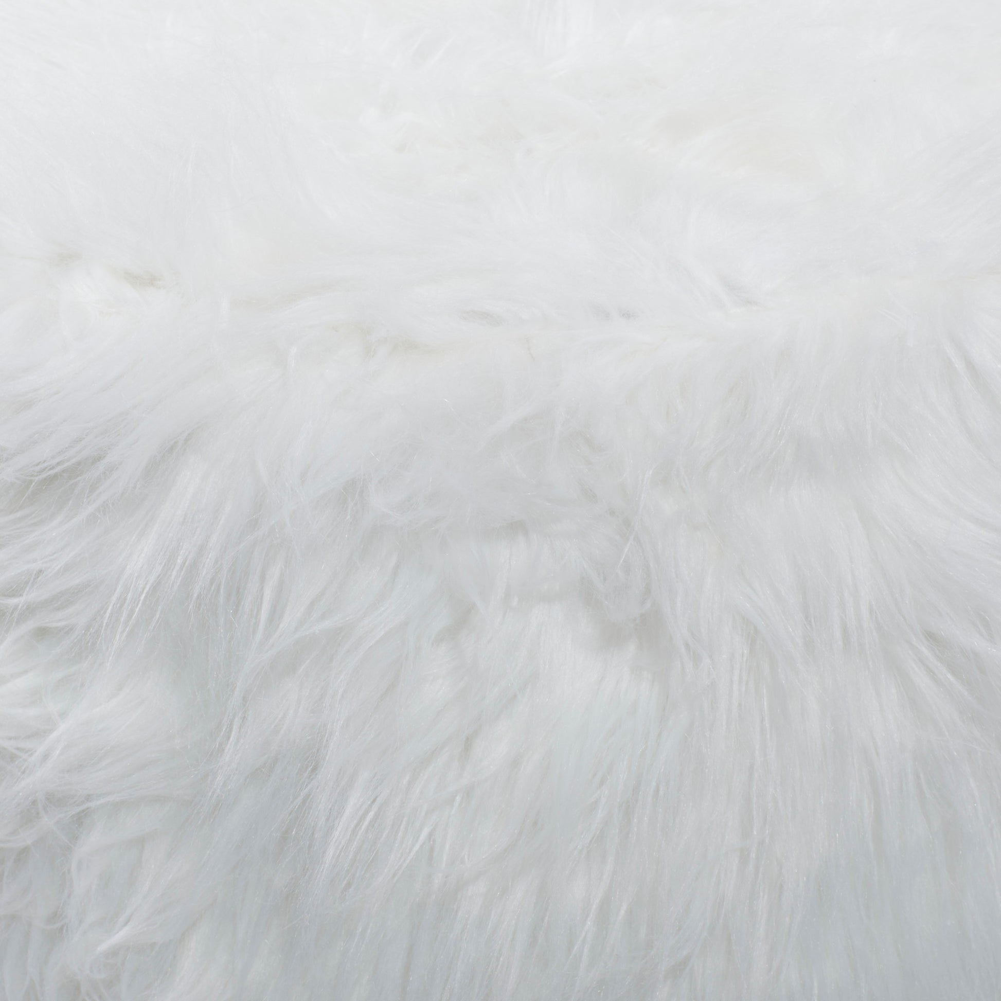 White Polyester Living Room Stool with Faux Fur