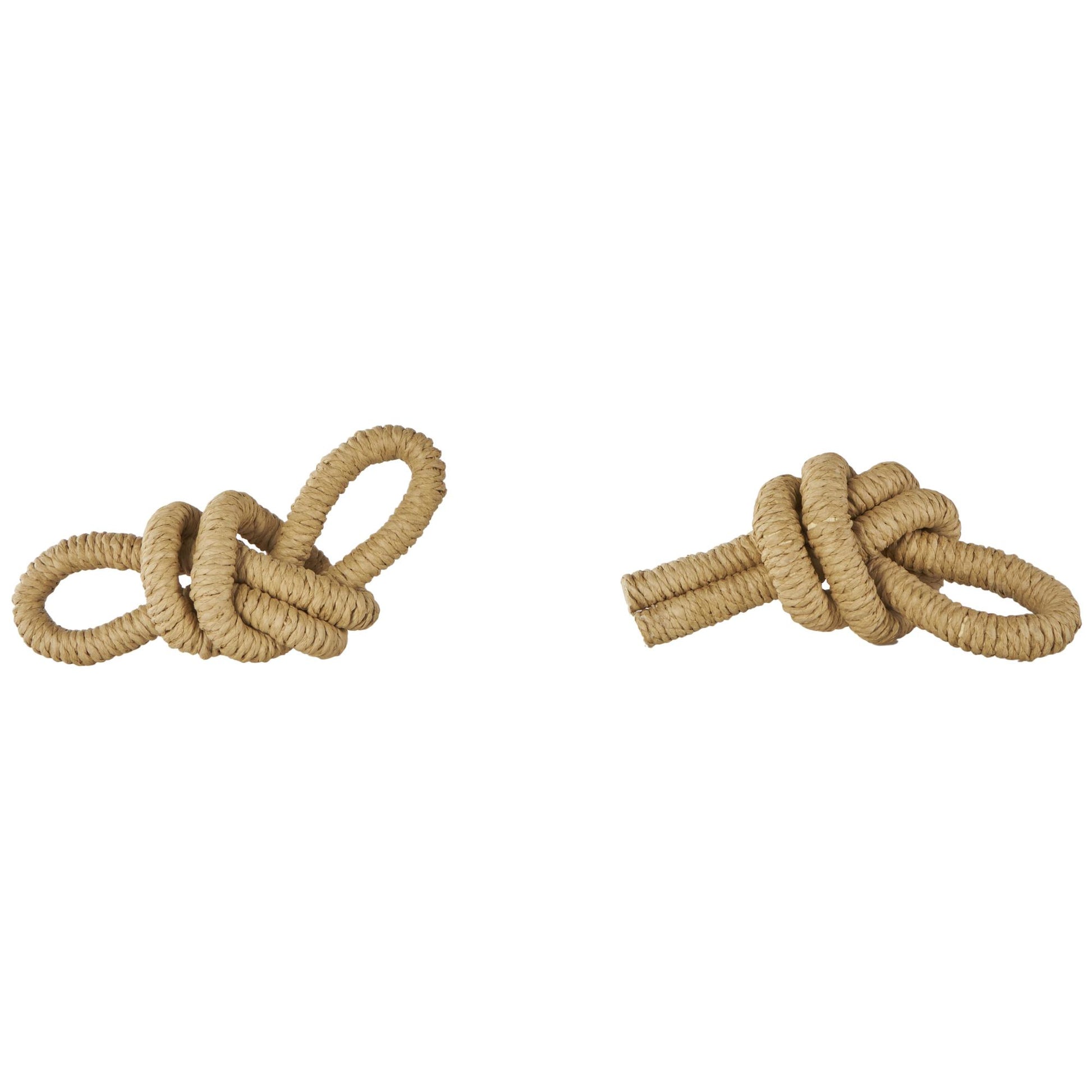 Set of 2 Knot Brown Paper Woven Decorative Sculpture