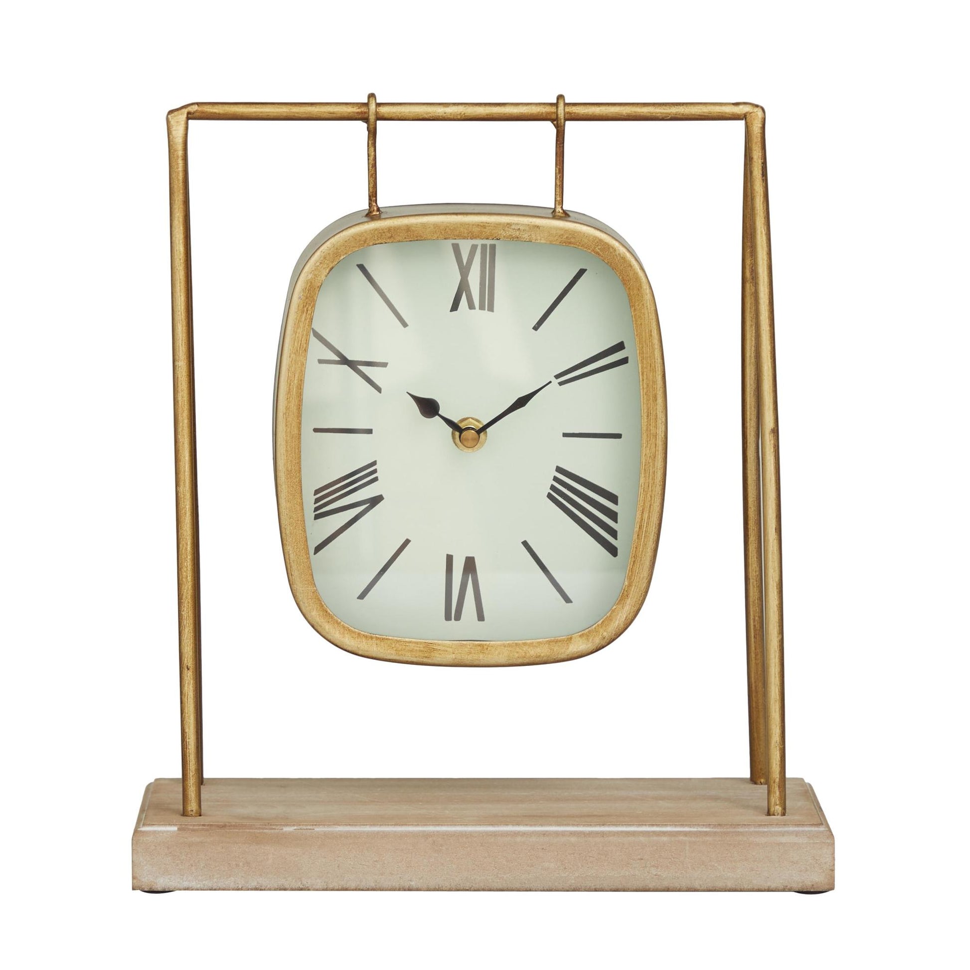Gold Wood Pendulum Decorative Clock with Wood Base