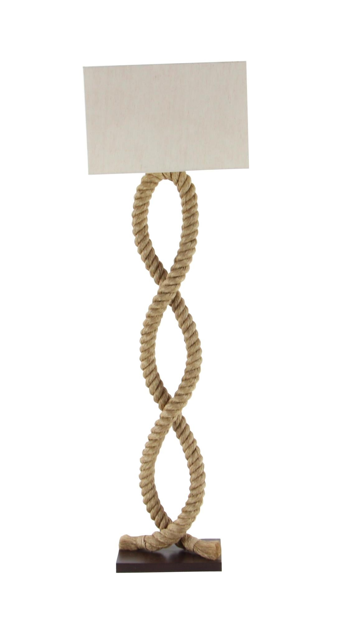 Brown Jute Rope Rope Room Floor Lamp with Linen Shade