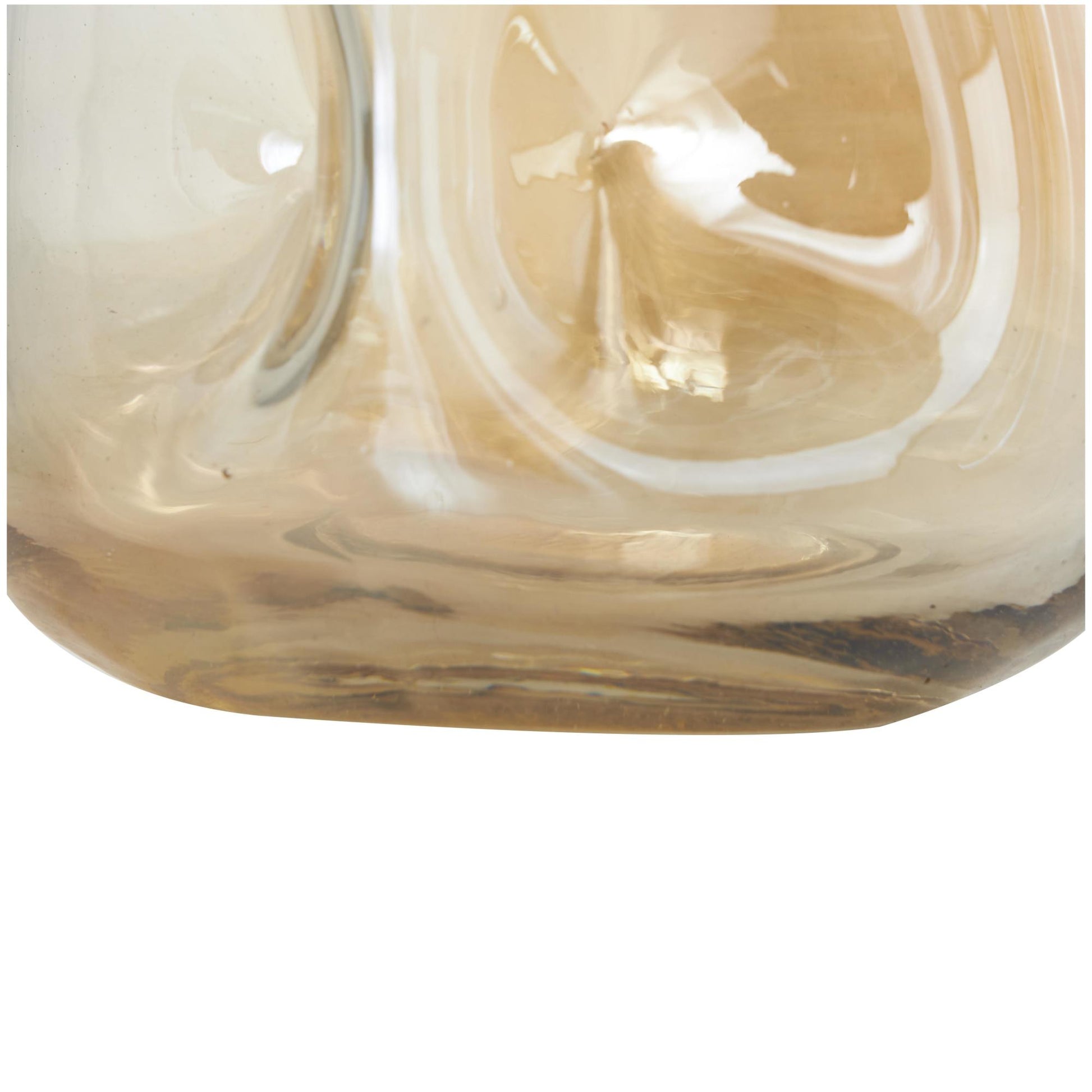Set of 2 Abstract Gold Glass Concaved Iridescent Decorative Vase