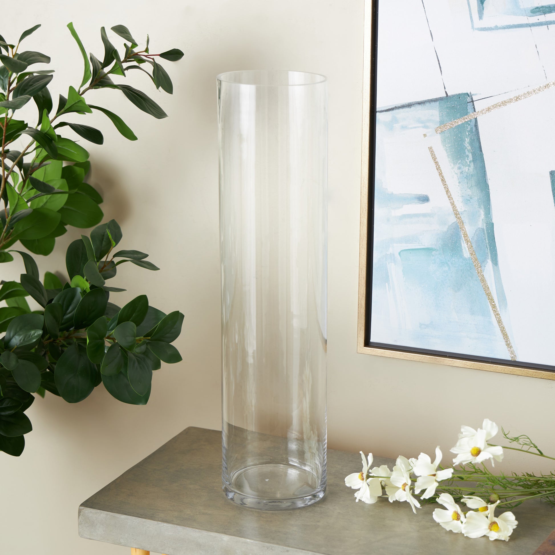Clear Glass Tall Decorative Vase