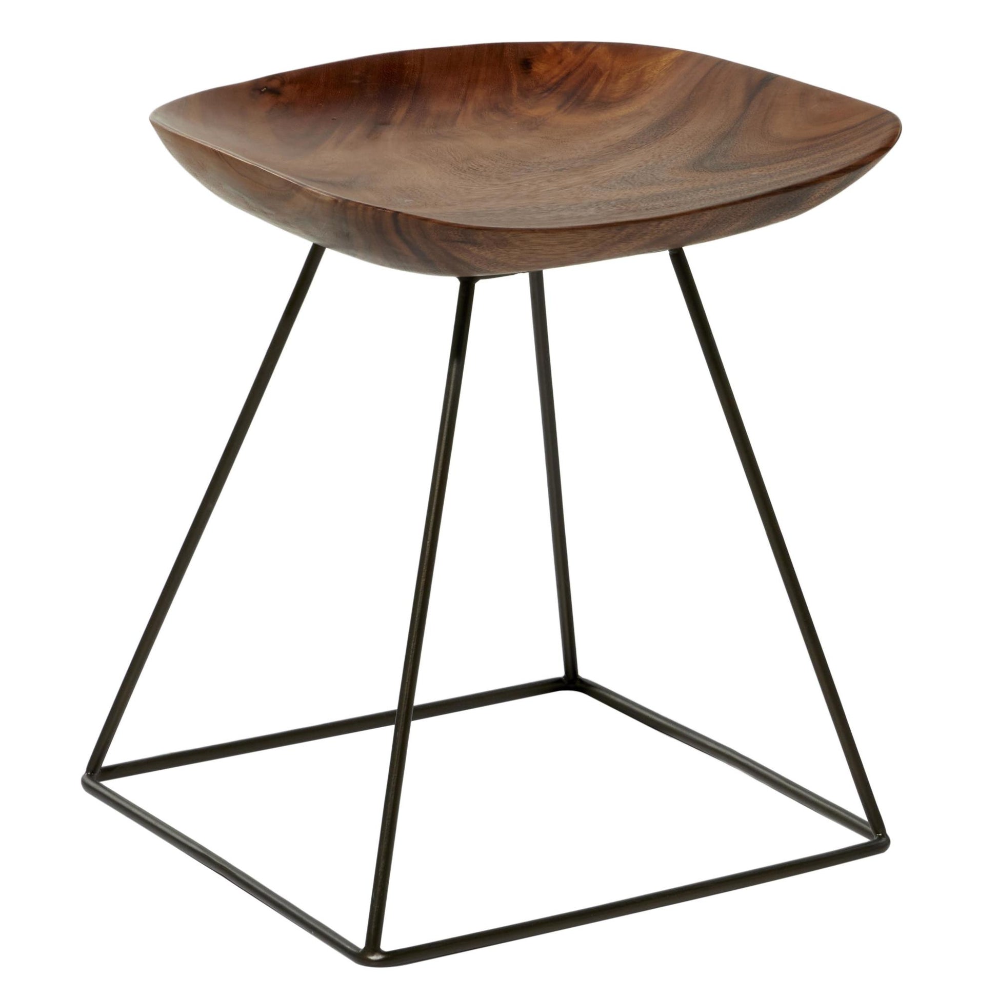 Brown Metal Living Room Stool with Black Metal Base