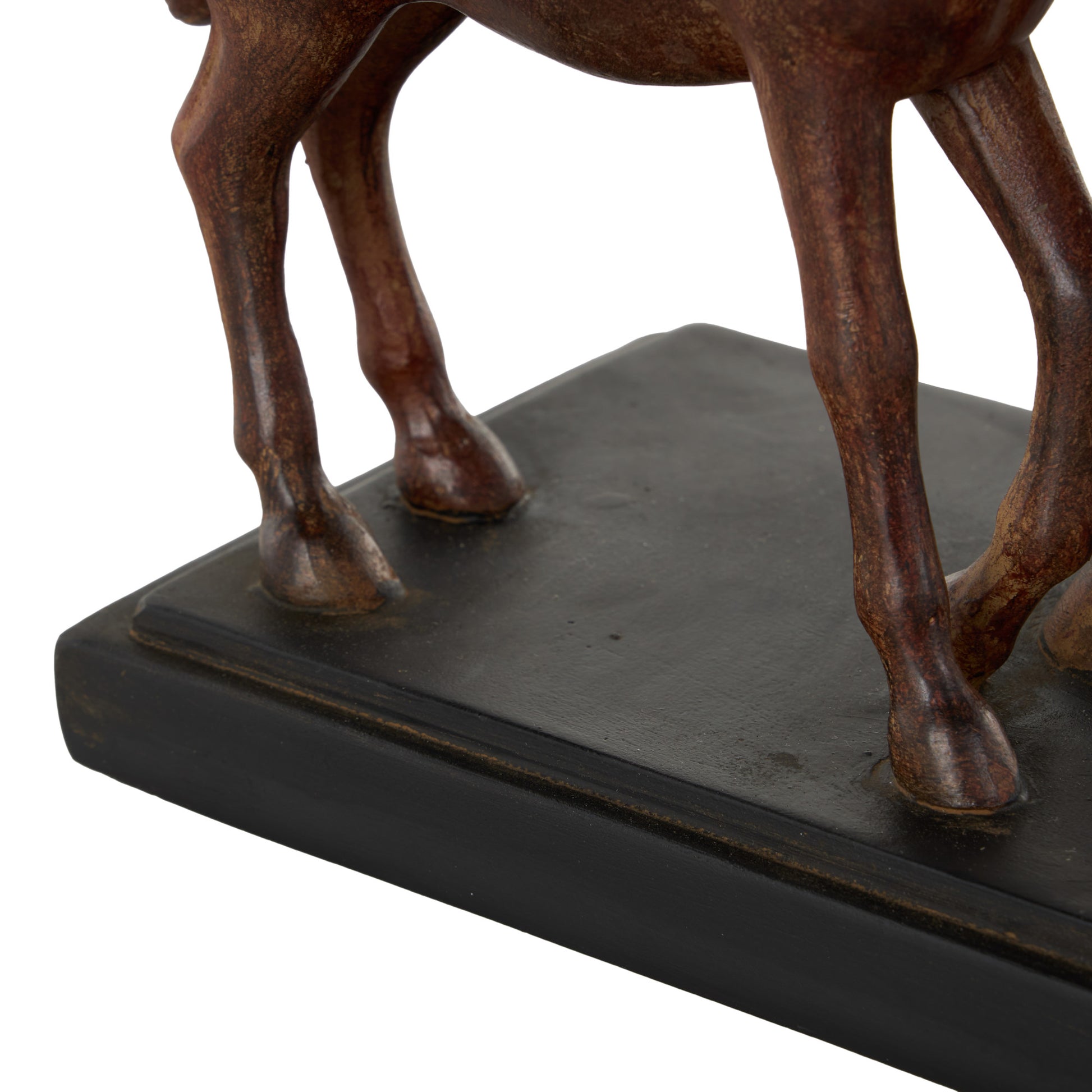 Horse Dark Brown Ceramic Mom and Baby Decorative Sculpture with Black Rectangle Base