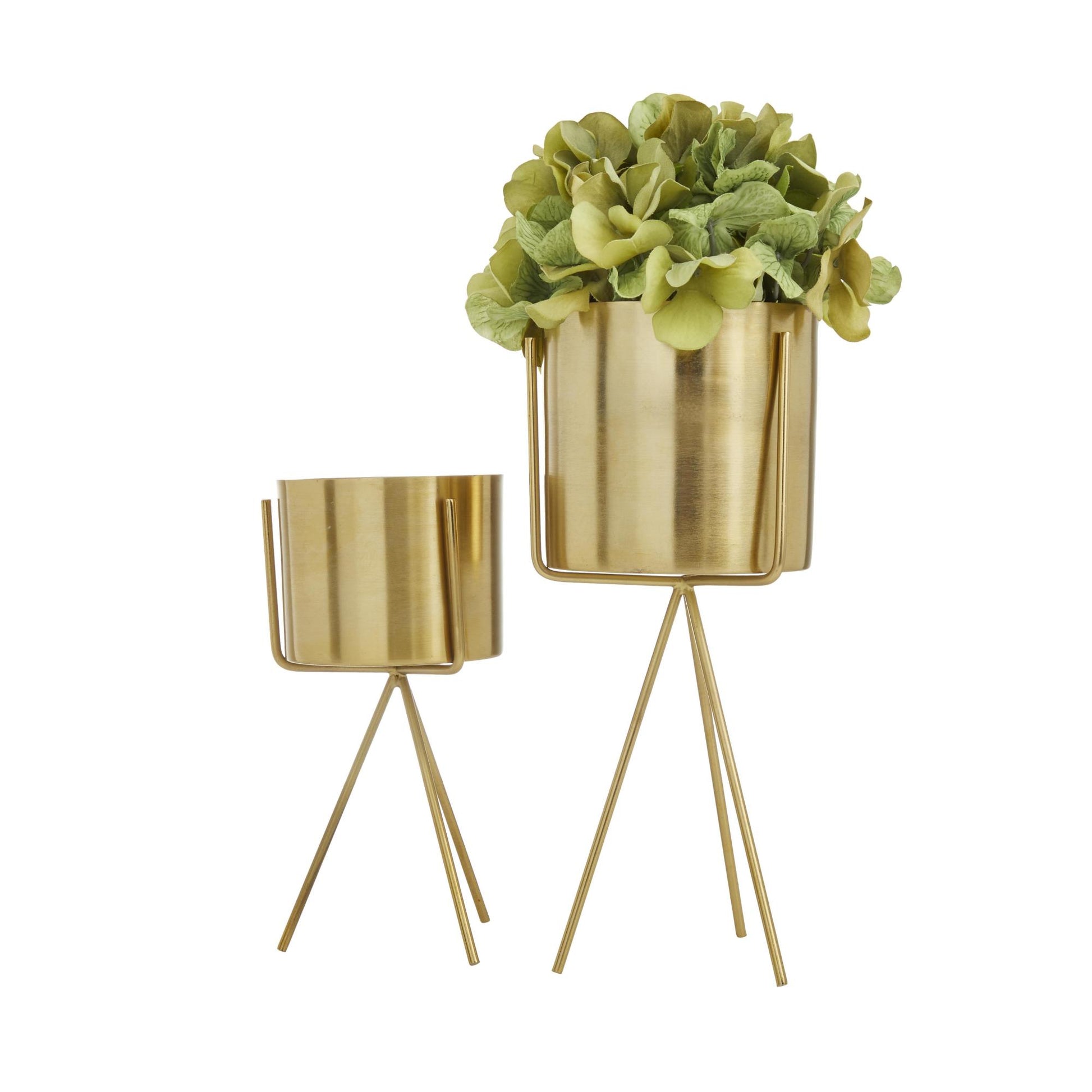 CosmoLiving by Cosmopolitan Set of 2 Metal Small Indoor Outdoor Planter with Removable Stand