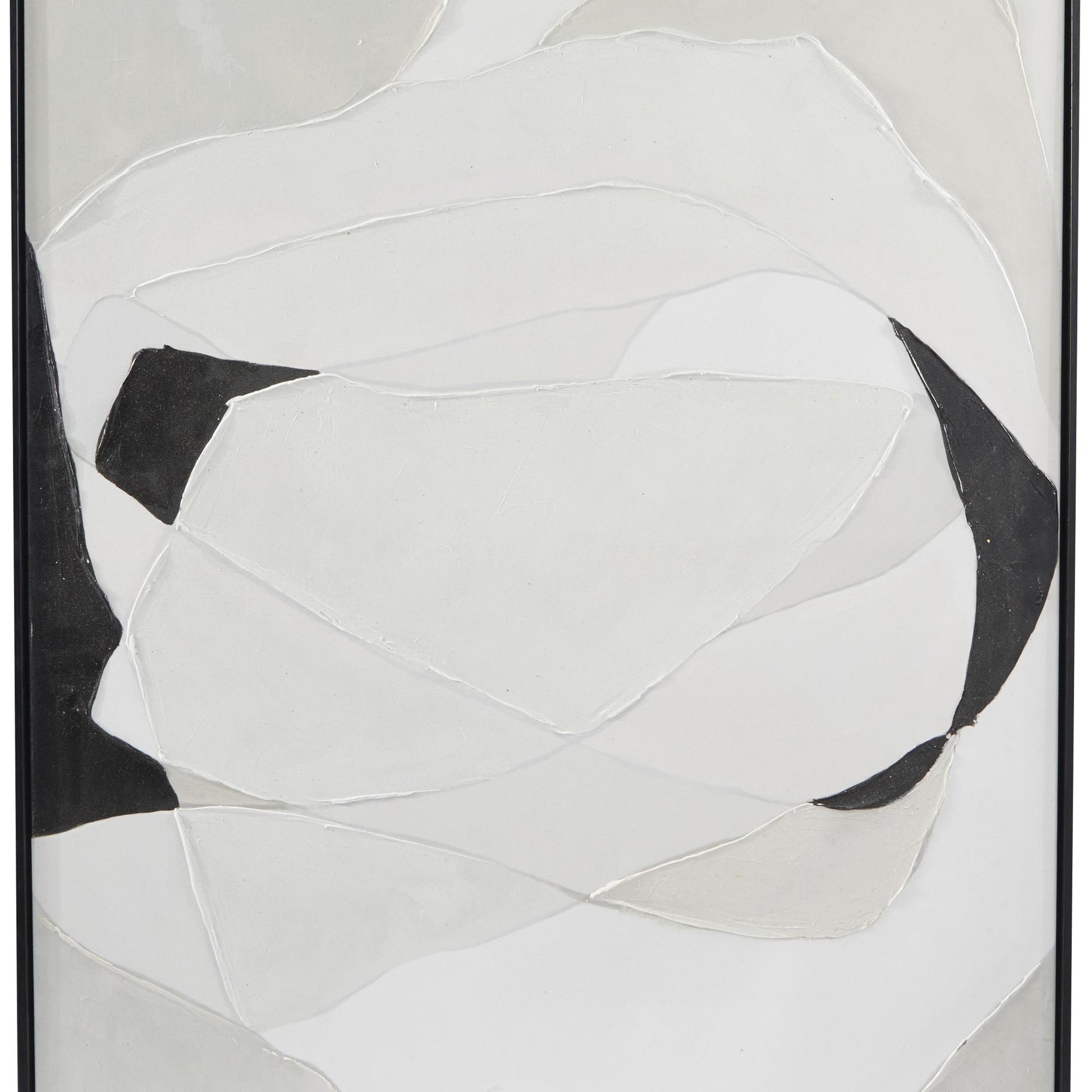Set of 2 Abstract White Canvas Living Room Framed Wall Art with Black Frame