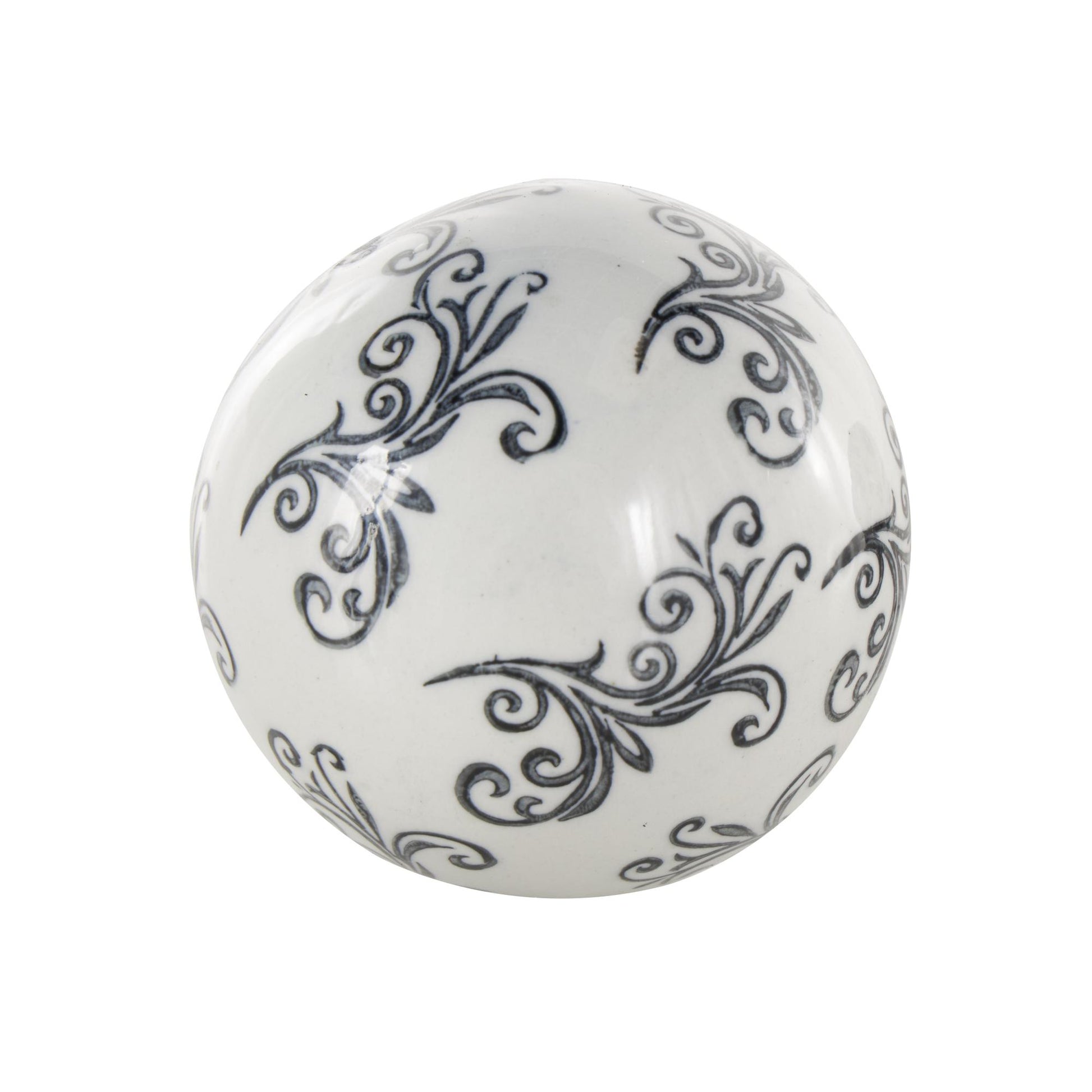 Set of 6 Floral Ceramic Glossy Decorative Orbs & Vase Filler with Varying Floral and Scroll Patterns Set of 6 3"W, 3"H