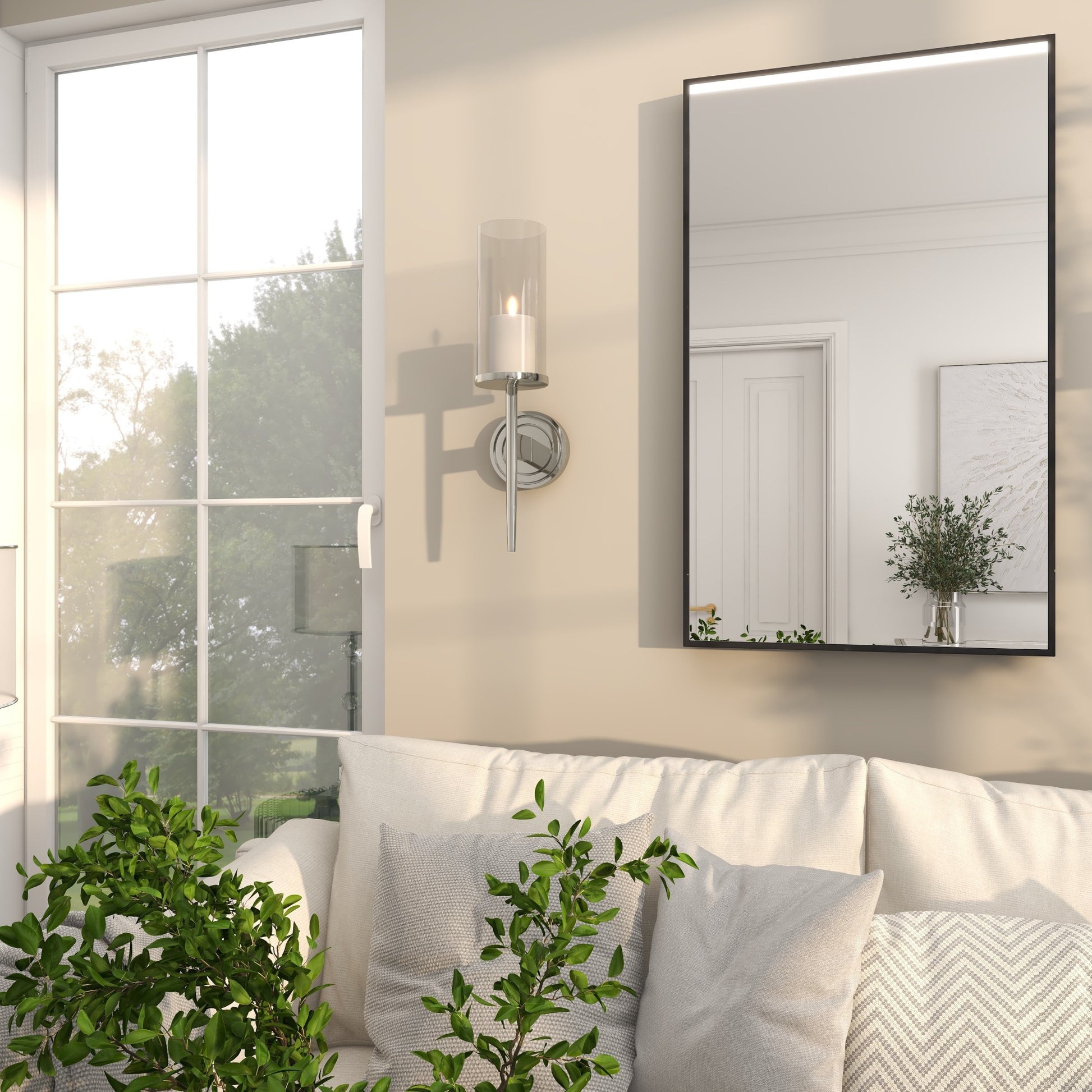 Aluminum Metal Single Candle Indoor Outdoor Wall Sconce with Glass Holder