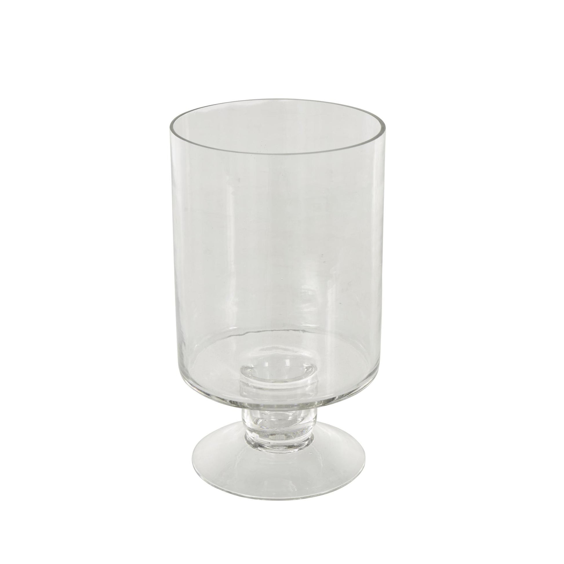 Clear Glass Wide Decorative Candle Holder with Elevated Base