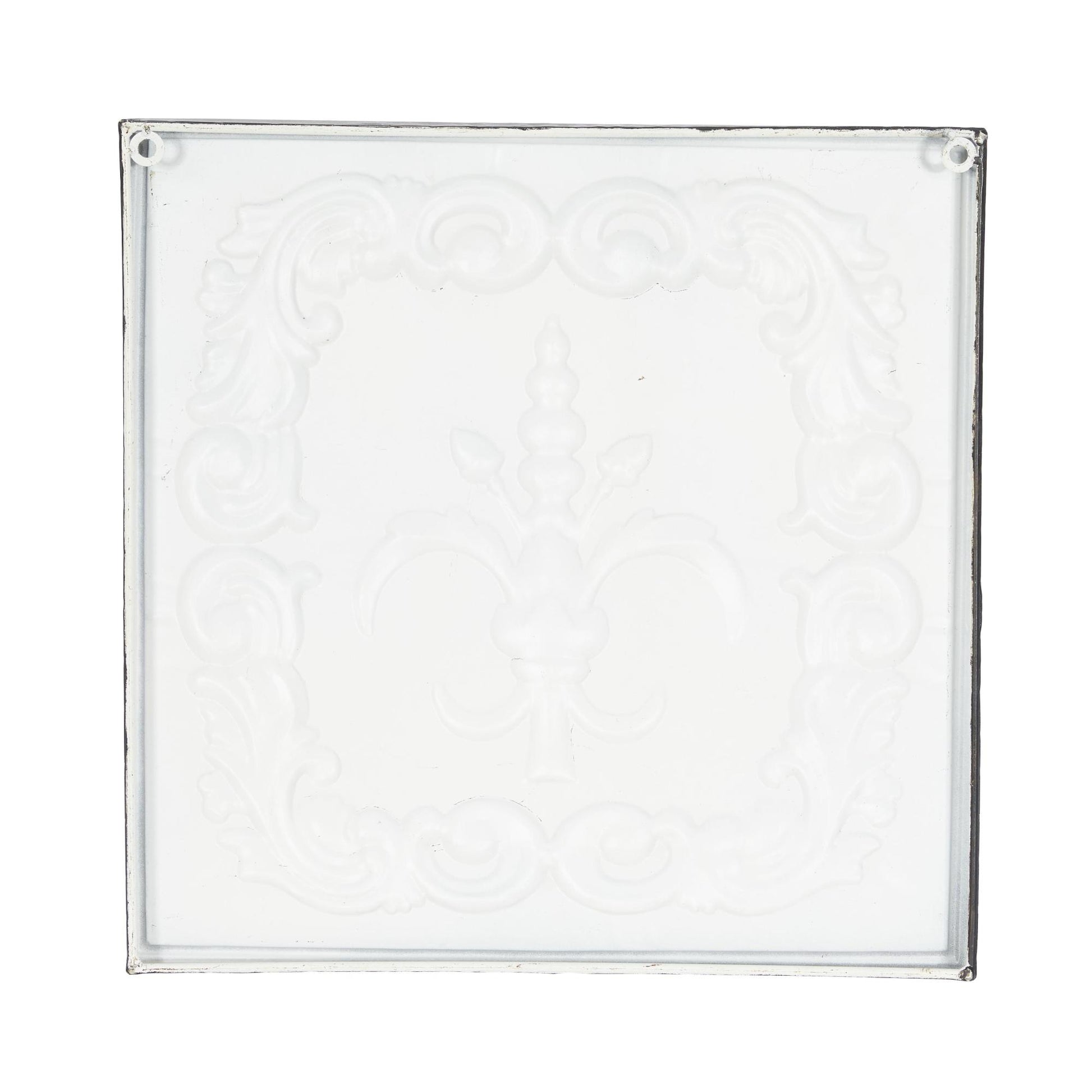 Set of 4 Fleur De Lis Green Metal Embossed Home Wall Decor with Scroll Details