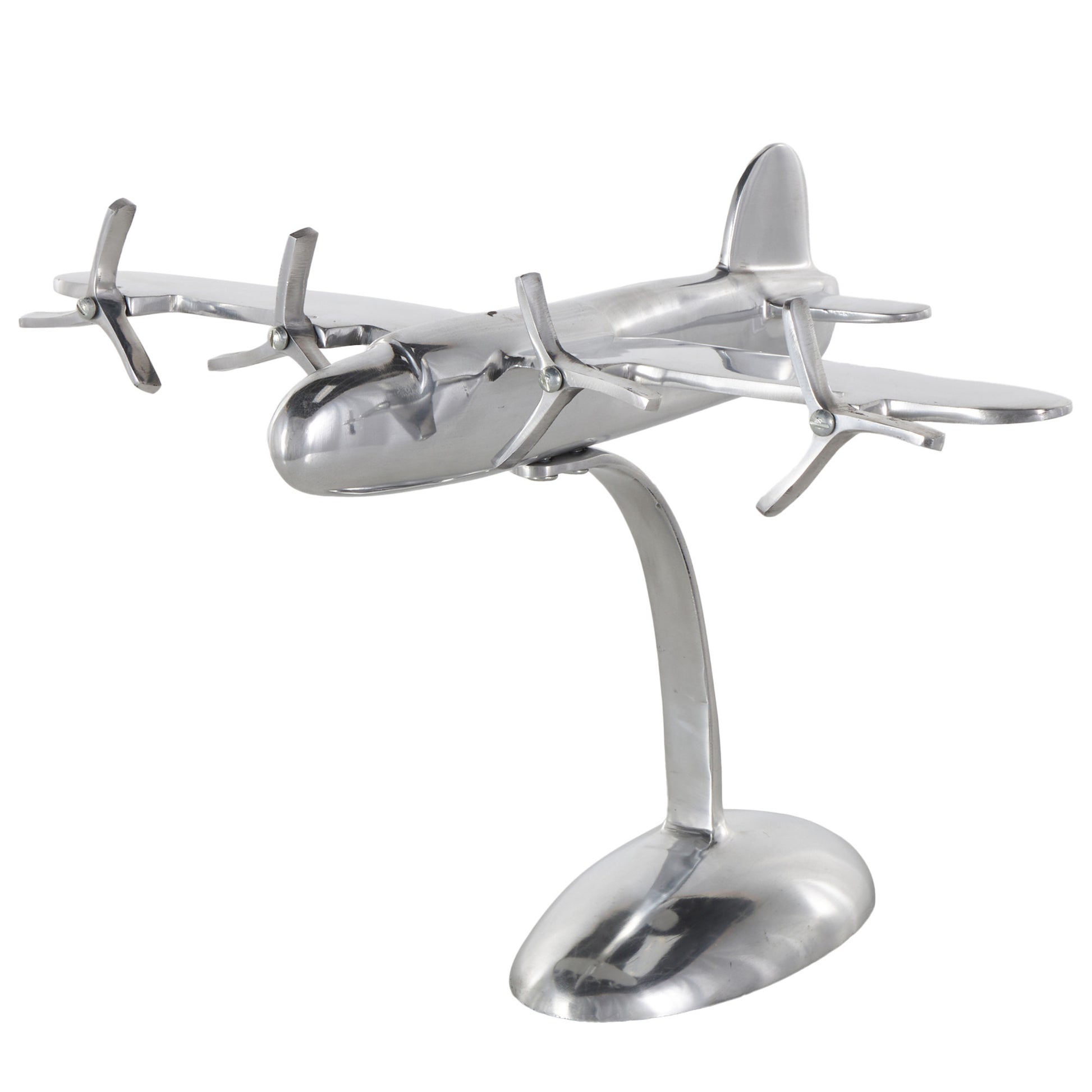 Airplane Silver Aluminum Metal Decorative Sculpture