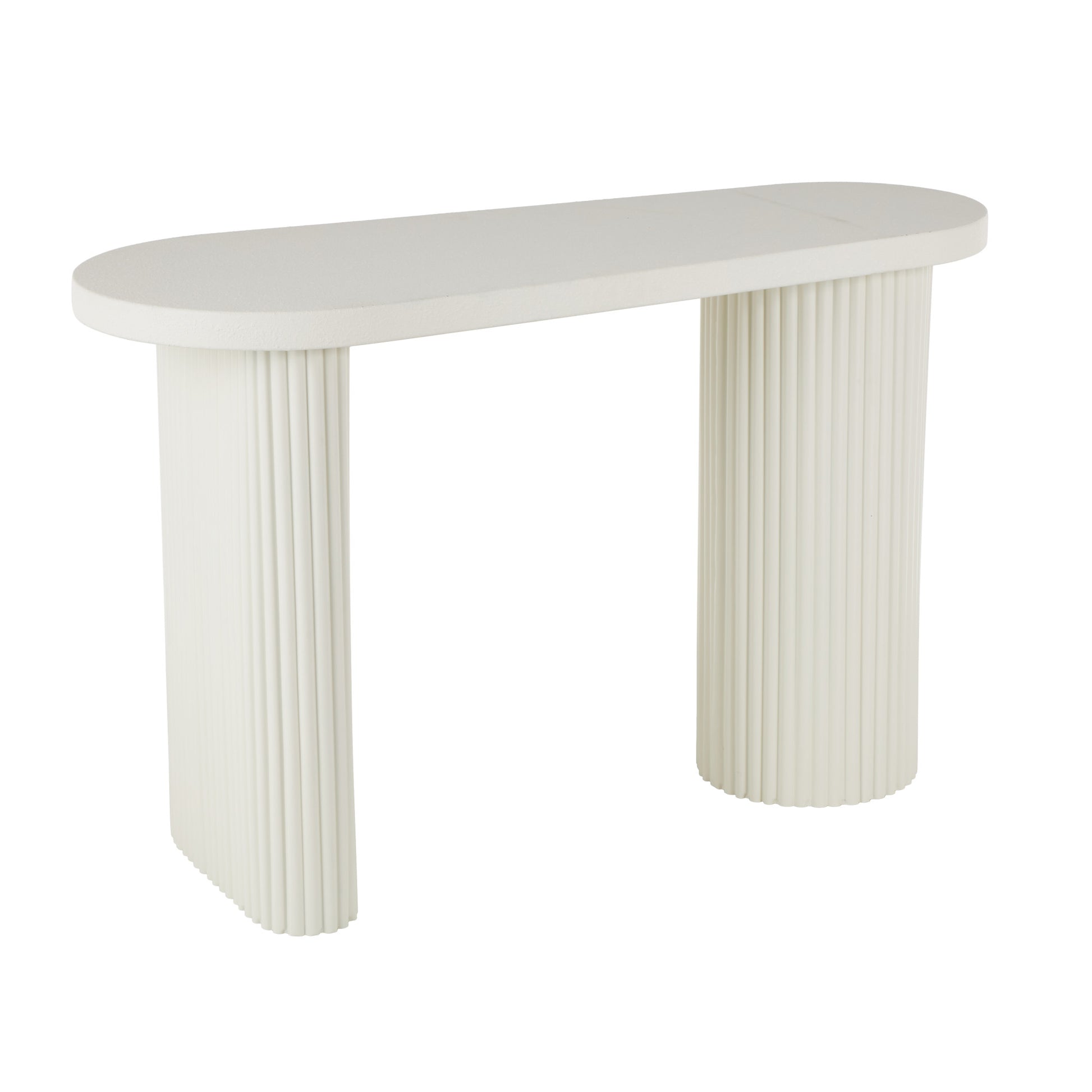 Metal Handmade Oval Living Room Console Table with Ribbed Legs