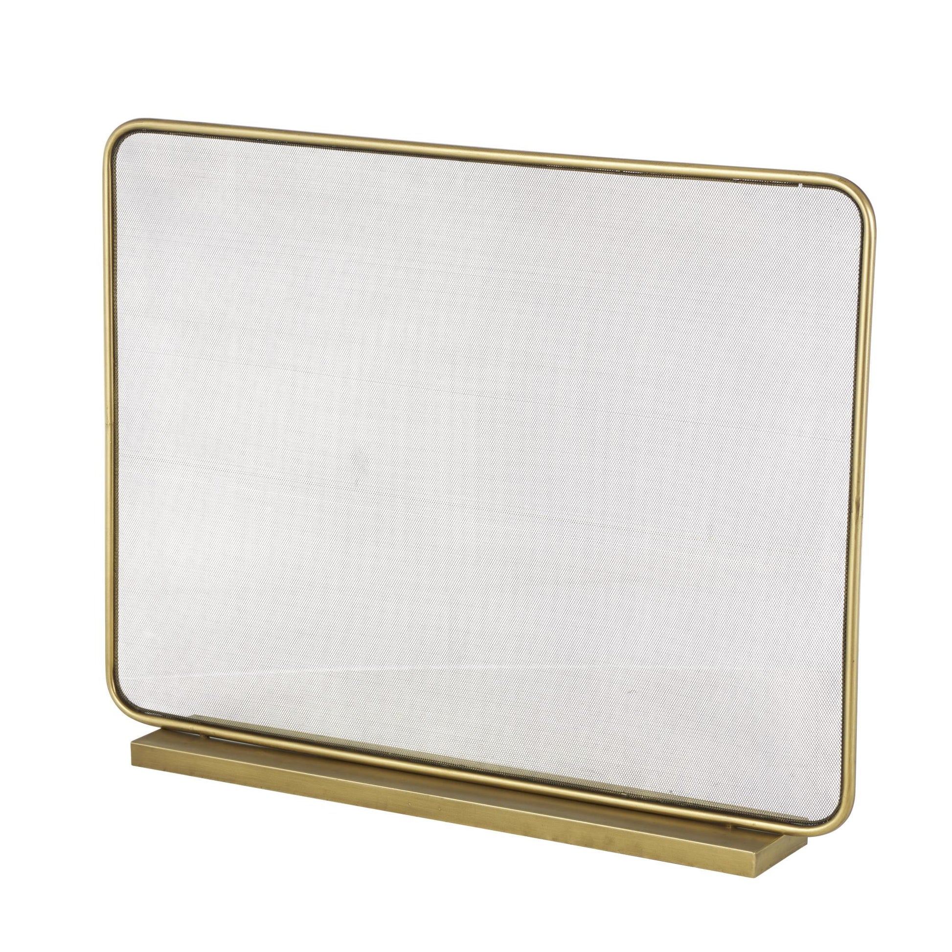Geometric Gold Metal 1 Panel Living Room Fireplace Screen with Rounded Edges and Rectangular Base