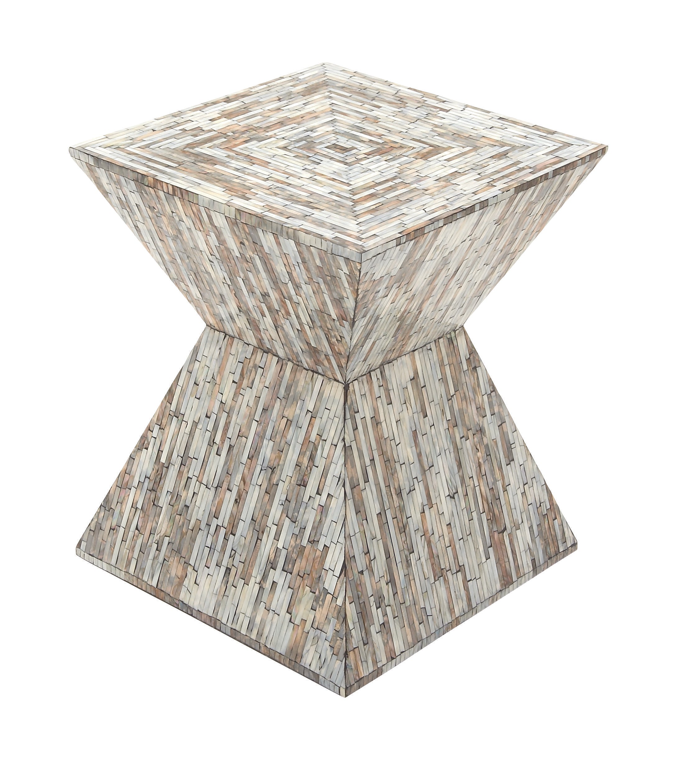 Mother of Pearl Shell Handmade Hourglass Shaped Side End Accent Table