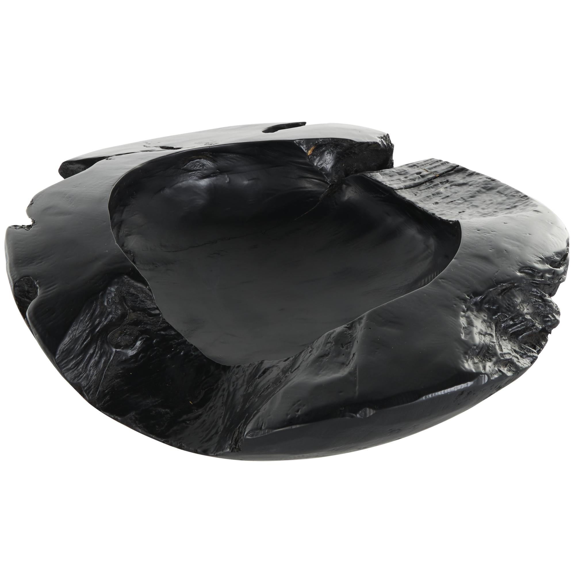 Black Teak Wood Handmade Live Edge Large Decorative Bowl
