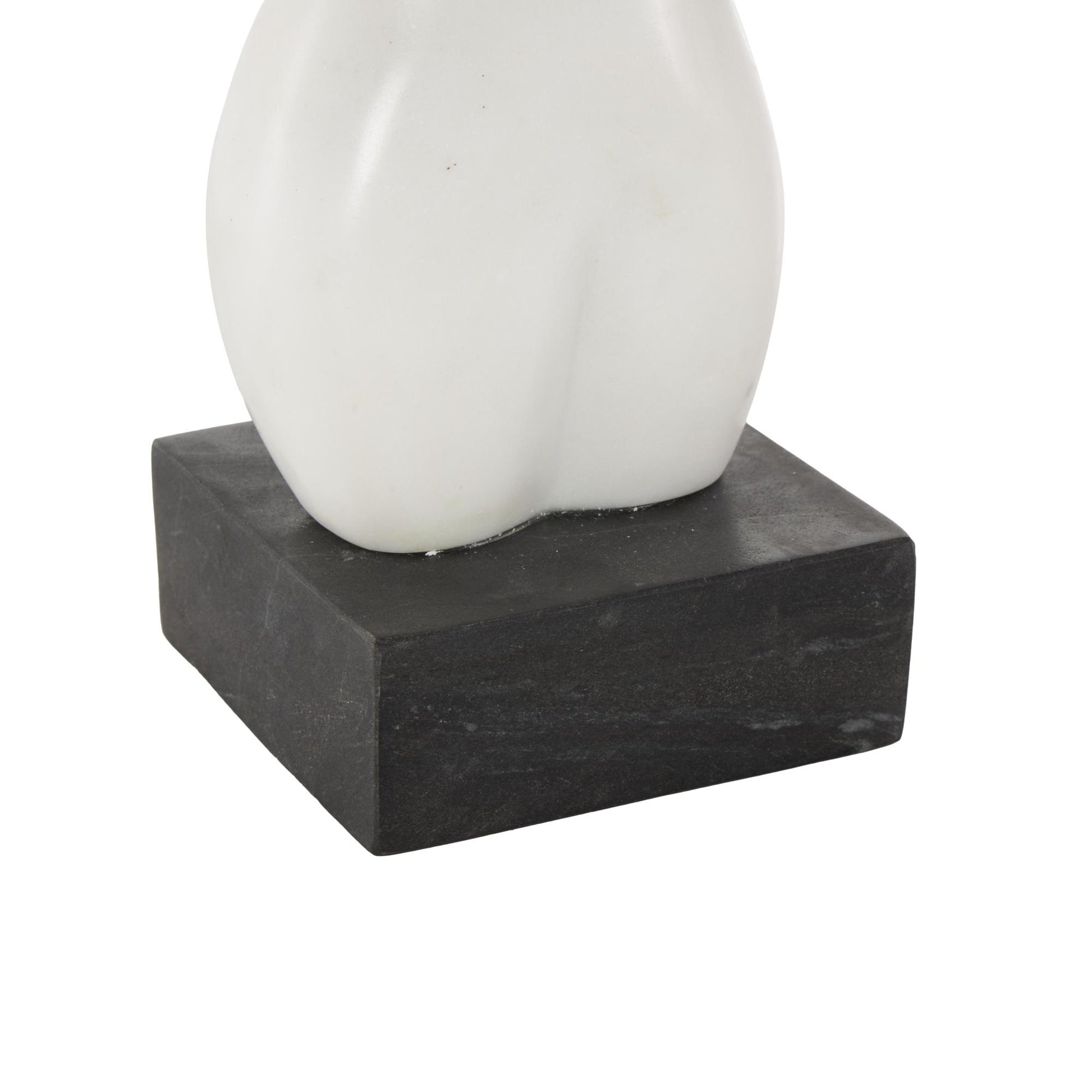 Woman White Marble Abstract Female Form Decorative Sculpture with Black Block Base