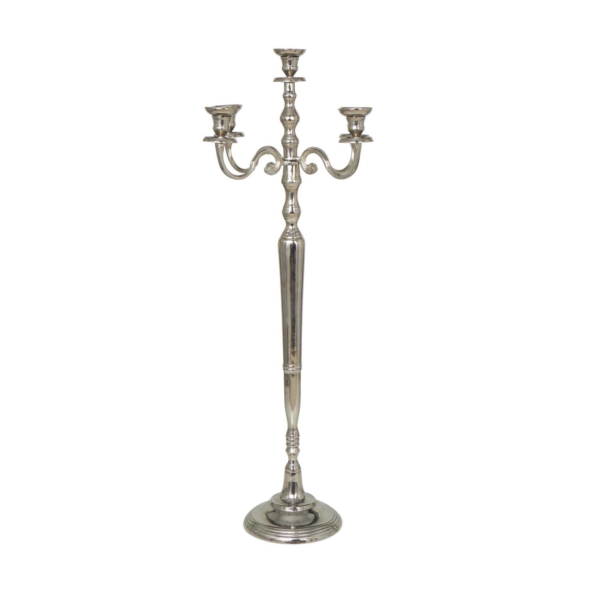 Scroll Aluminum Metal Tall Floor 5 Candle Decorative Candelabra